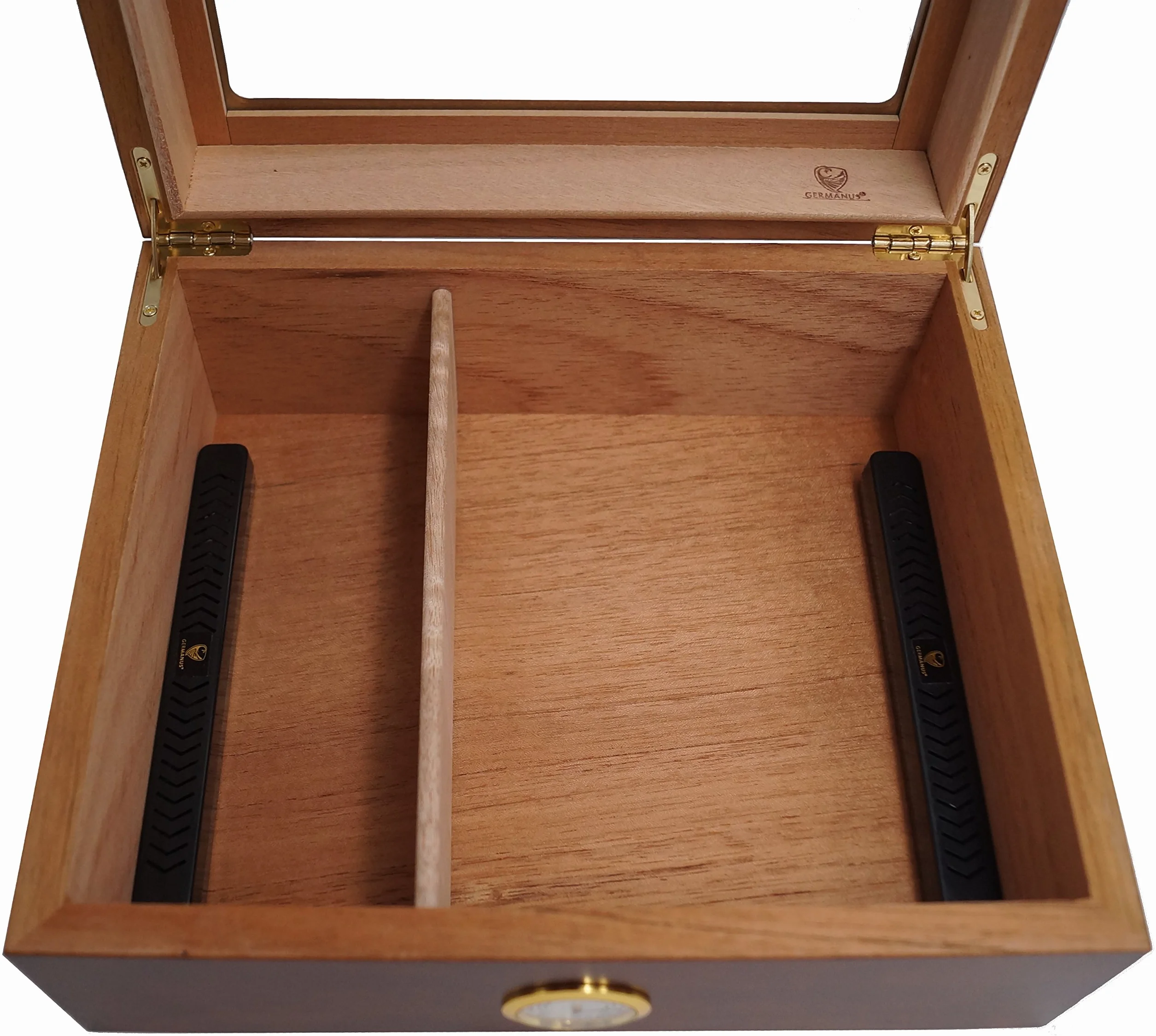 GERMANUS Cigar Humidor klasyczne biurko na ok. 50 cygar, brązowe, z higrometrem i nawilżaczem oraz instrukcją GERMANUS