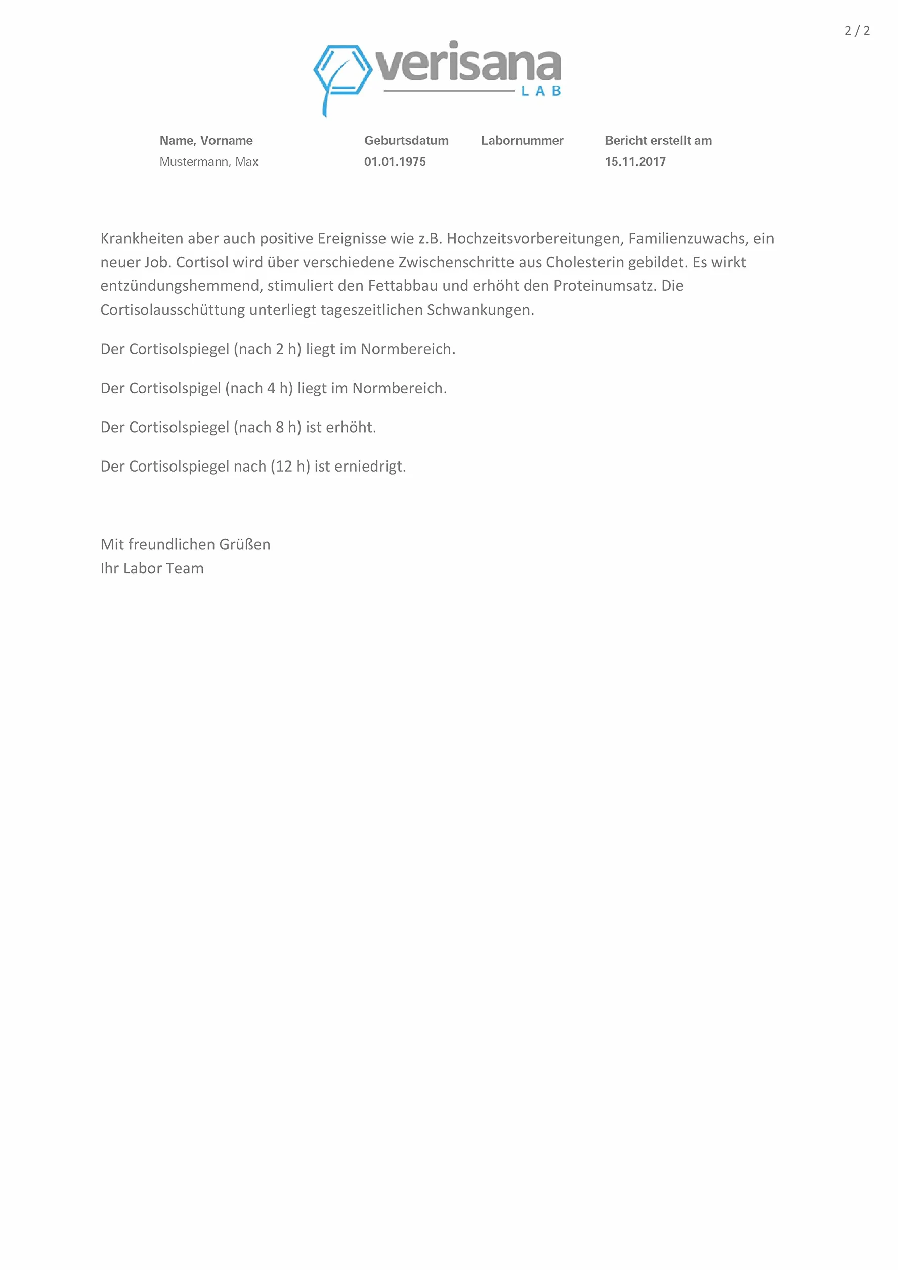 Test hormonalny kortyzolu - Profil dzienny, pomiar poziomu w ślinie (5x) Verisana