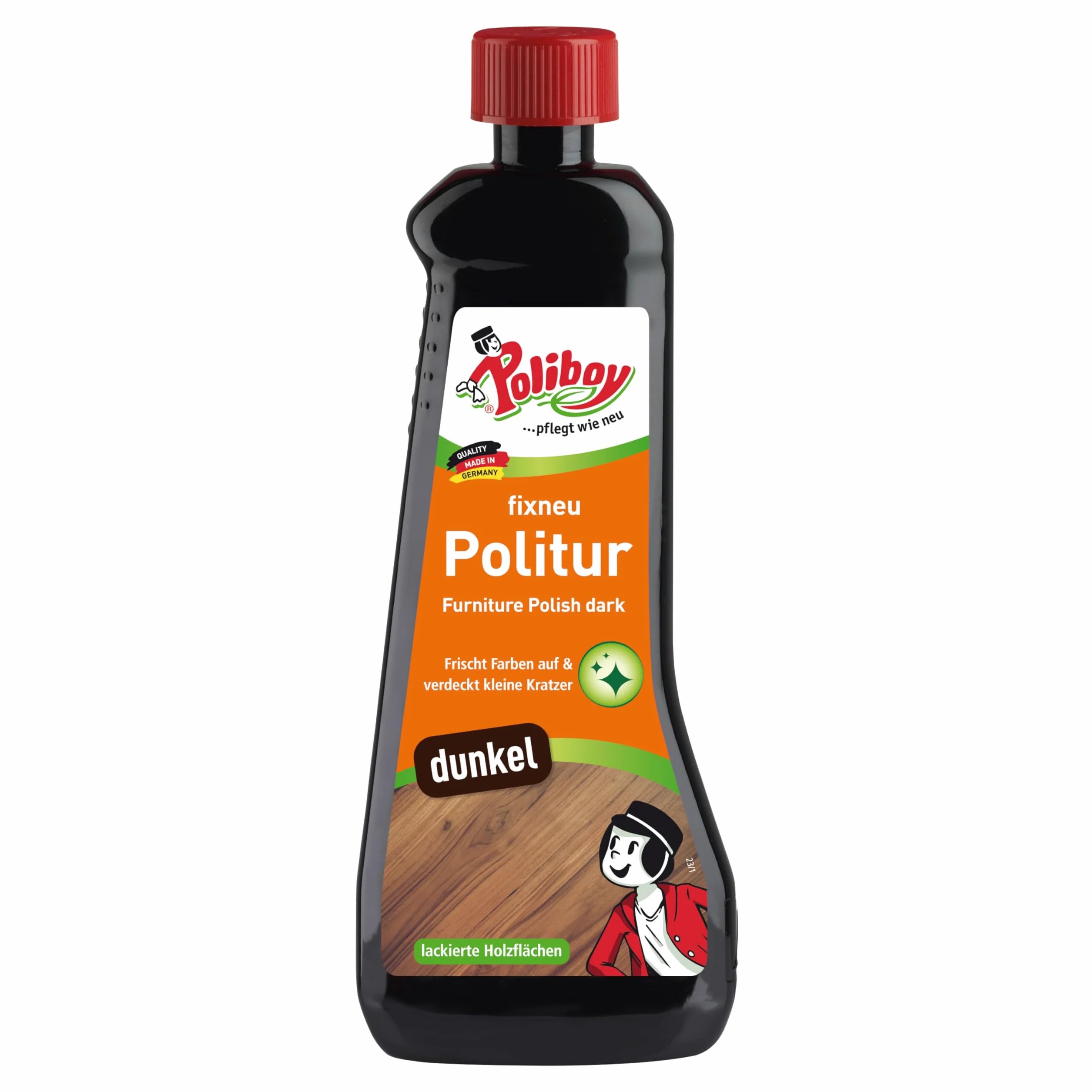 Poliboy Fixneu politura do mebli ciemna – do ciemnych powierzchni – usuwa zadrapania i odświeża – 500 ml – Made in Germany