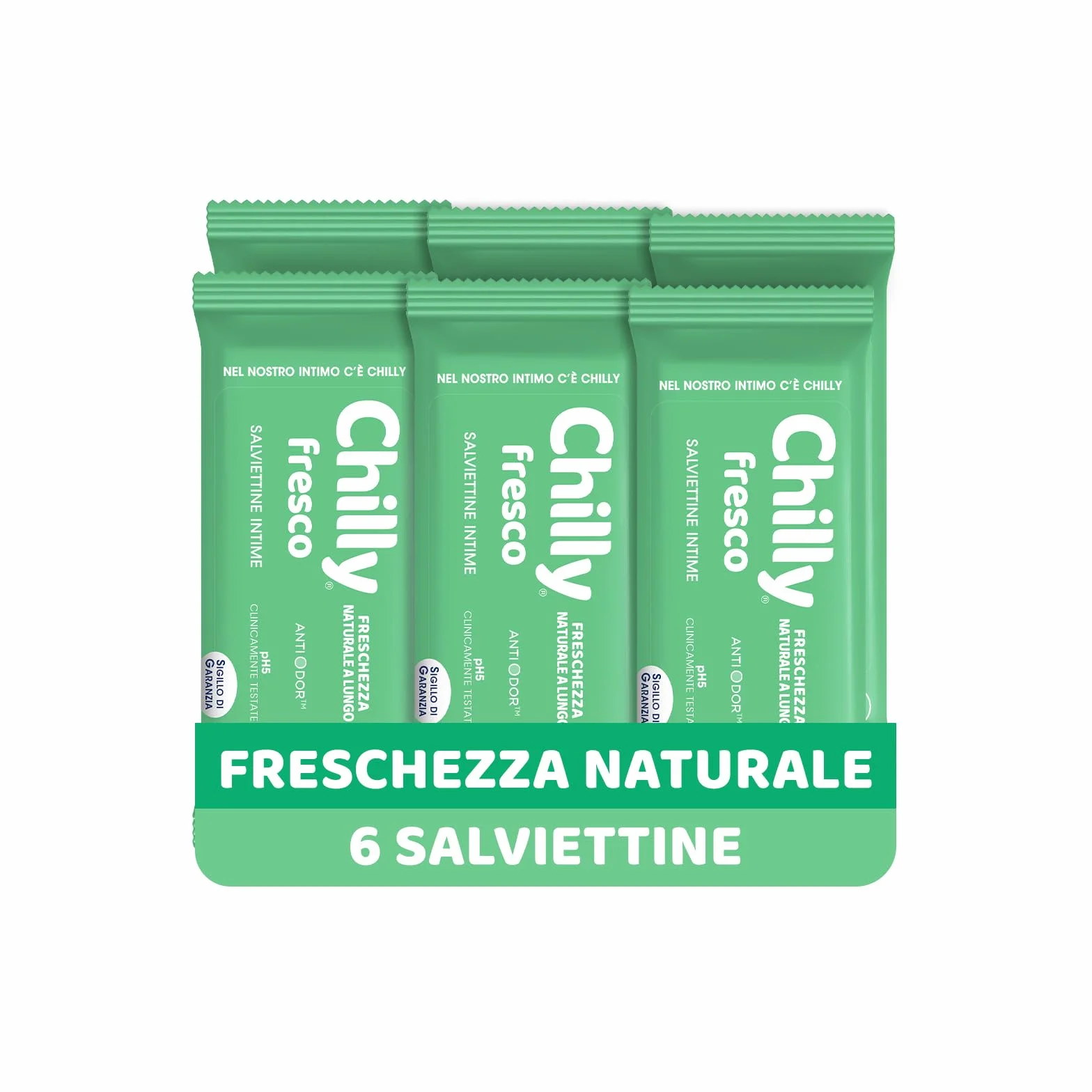 Chilly, Świeże chusteczki higieniczne do higieny intymnej, działanie ochronne z naturalnym mentolem, do codziennego użytku, testowane klinicznie, pH 5 – 6 sztuk – wyłącznie od Amazon