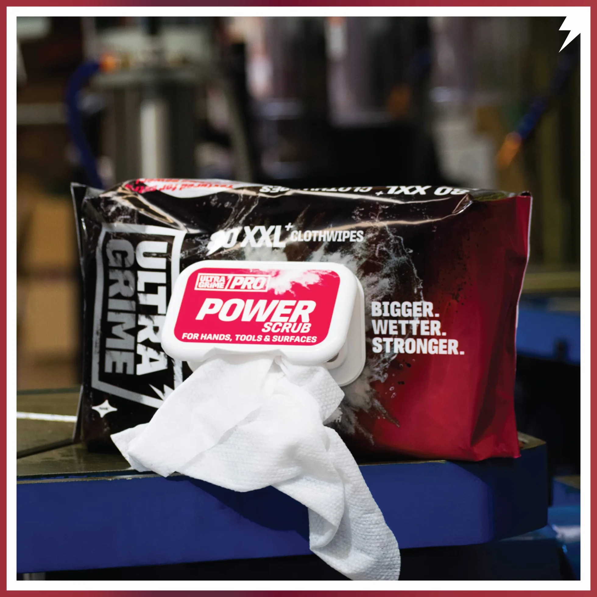 UltraGrime Pro Power Scrub Cleaning Wipes | Wydajne przemysłowe chusteczki do usuwania zabrudzeń i zabrudzeń na wszystkich powierzchniach | 100 bardzo szerokich wilgotnych ściereczek, 38 cm x 25 cm
