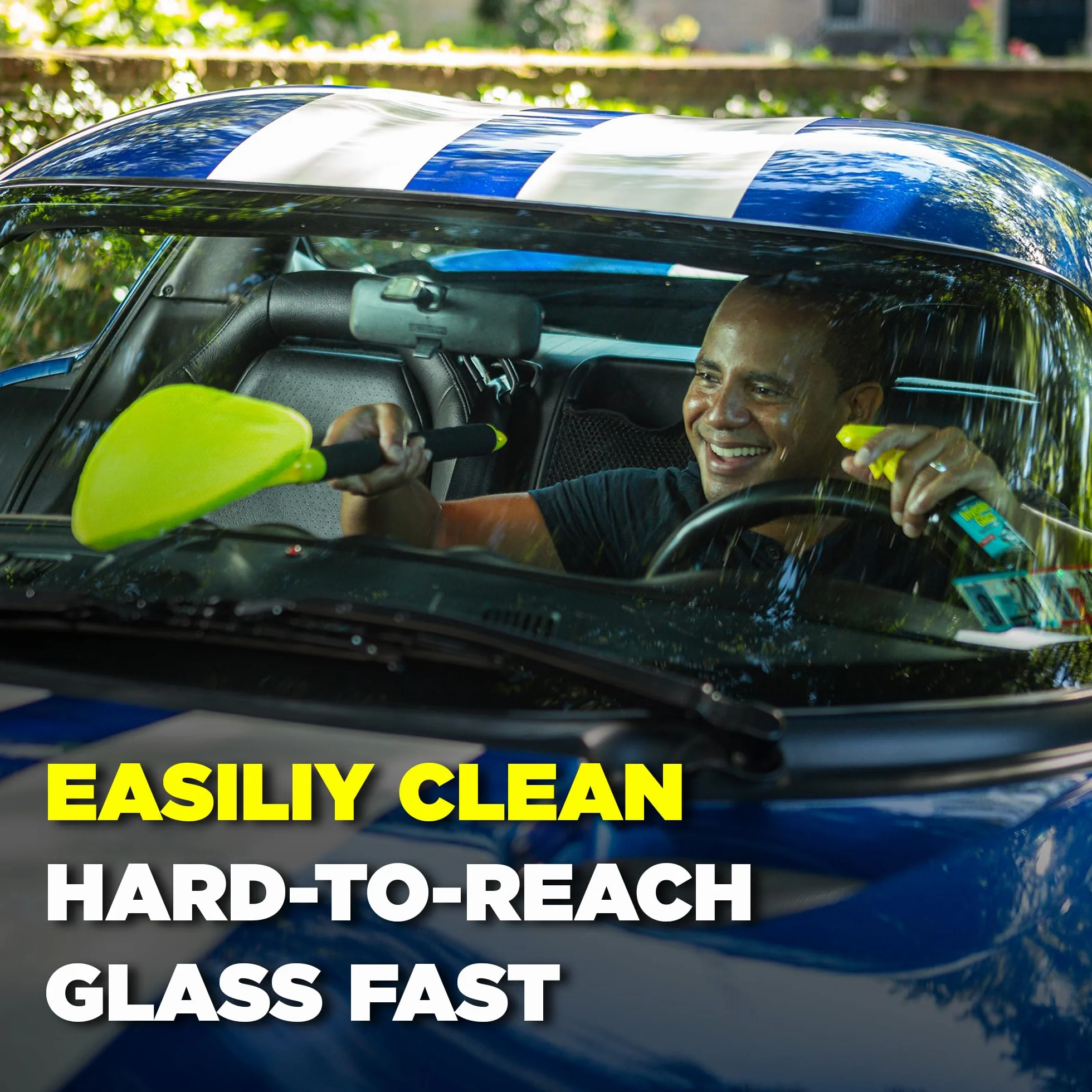 Invisible Glass 95160 Reach & Clean Glass Windshield Cleaner Tool Kit With Extendable Handle, (2) Reusable Quick Change Microfibers, and Storage Bag for Auto Windshield, Trucks, SUVs, RVs, and Windows