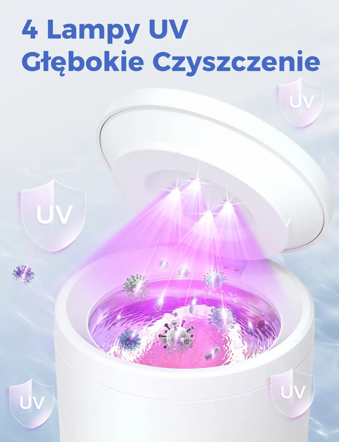 Myjka Ultradźwiękowa 48000HZ, Ultrasonic Retainers Cleaner 200ML z Lampą UV, 24W Urządzenie Do Czyszczenia Ultradźwiękowego do Protez Zębowych/Aparatów Ortodontycznych/Nakładek Invisalign