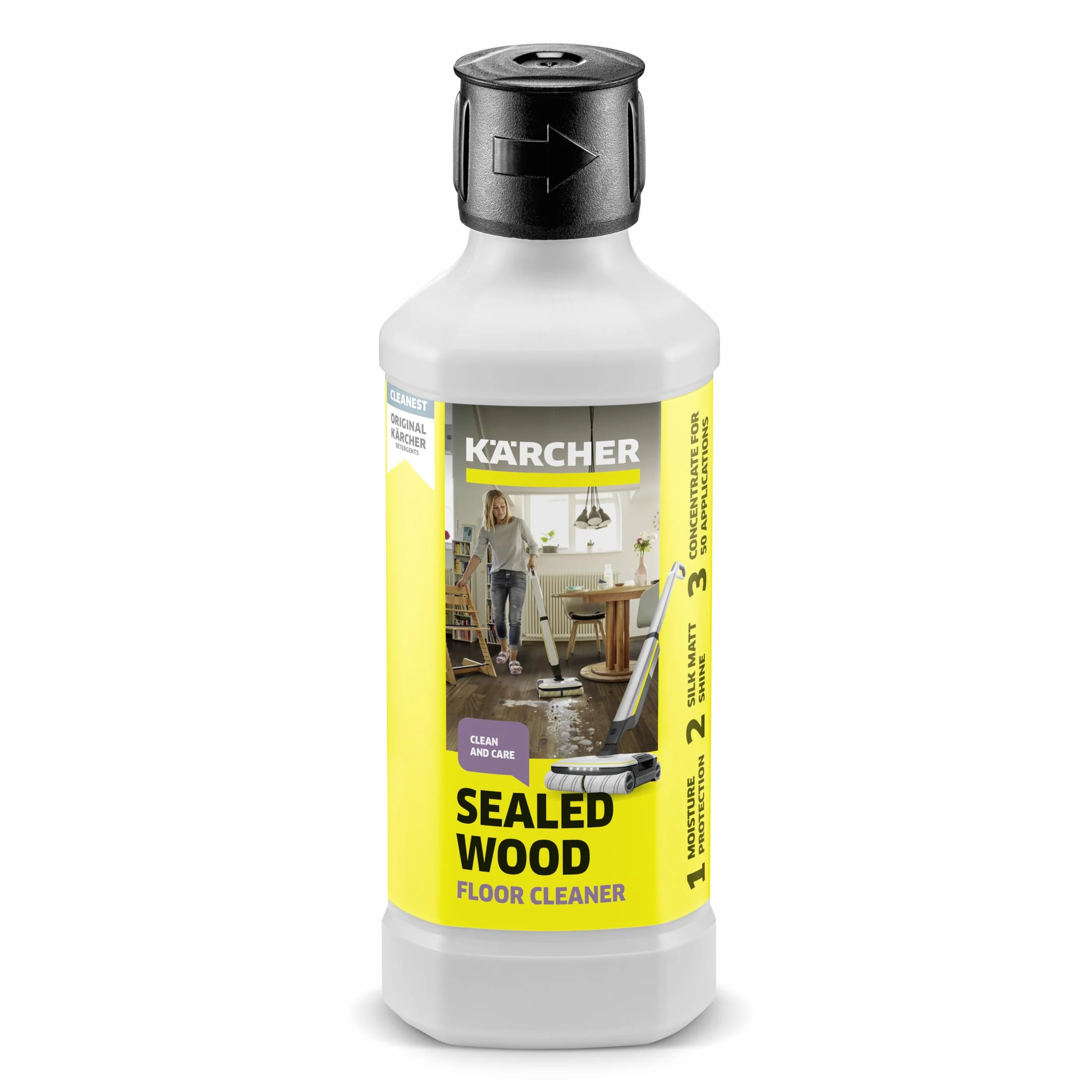 Kärcher środek do czyszczenia i pielęgnacji podłóg RM 534 do zabezpiecznonych podłóg drewnianych, 500ml koncentratu po rozcieńczeniu tworzy 40l roztworu