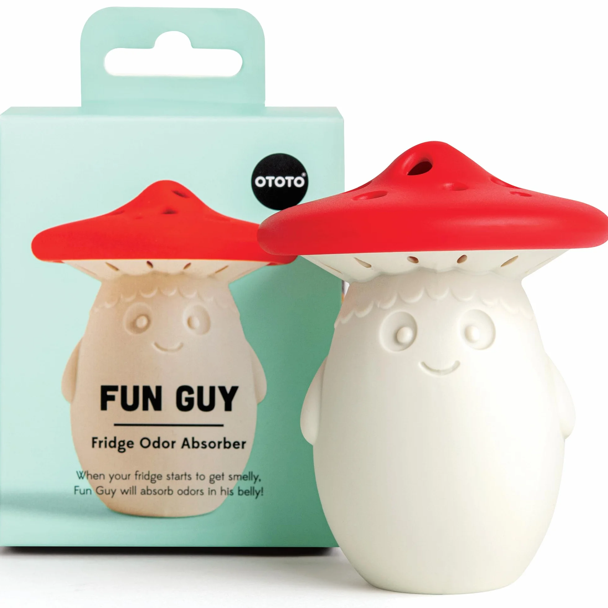 OTOTO Fun Guy Dezodorant do lodówki klasy spożywczej, nadaje się do mycia w zmywarce, wolny od BPA, 7 x 7 x 8,6 cm