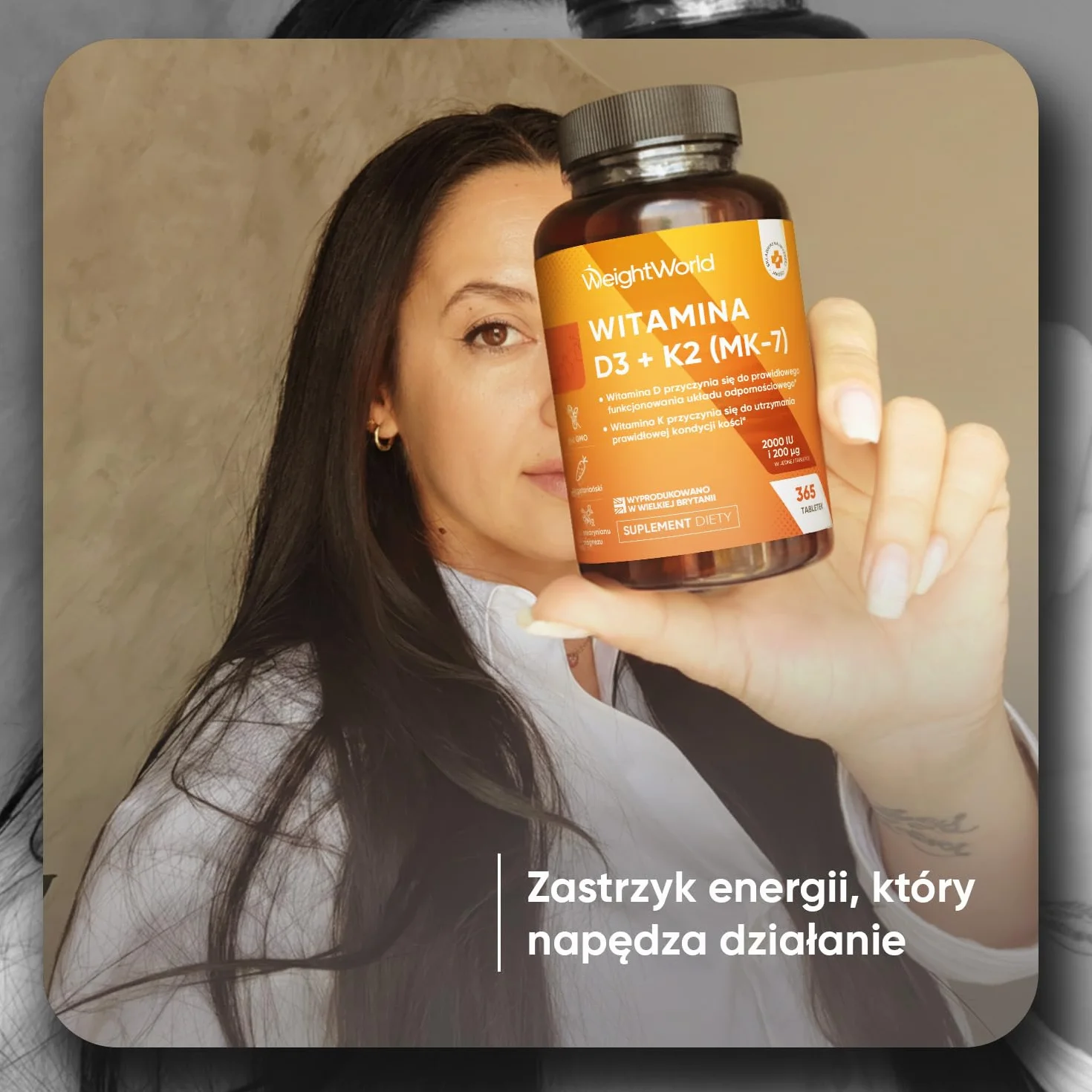 Witamina D3 i K2 2000 IU + 200 µg – 365 wegetariańskich tabletek witaminy D i MK7, produkt bez GMO – Witamina D przyczynia się do utrzymania prawidłowego stanu kości (EFSA)