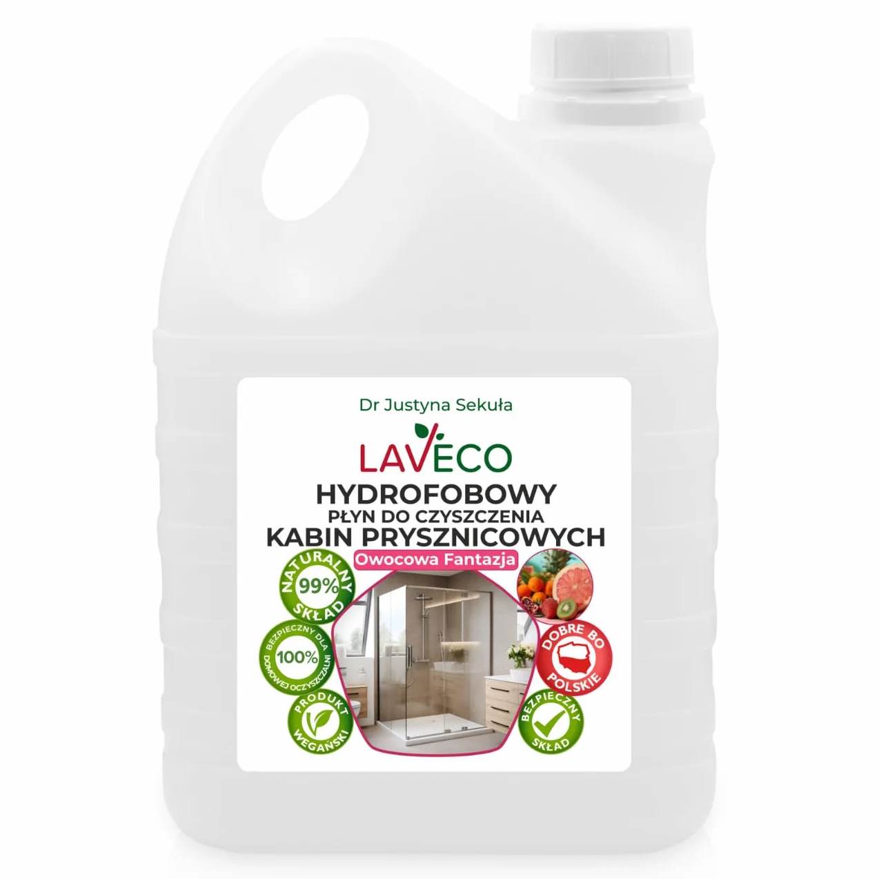 Hydrofobowy płyn do czyszczenia kabin prysznicowych – owocowa fantazja – 2 l