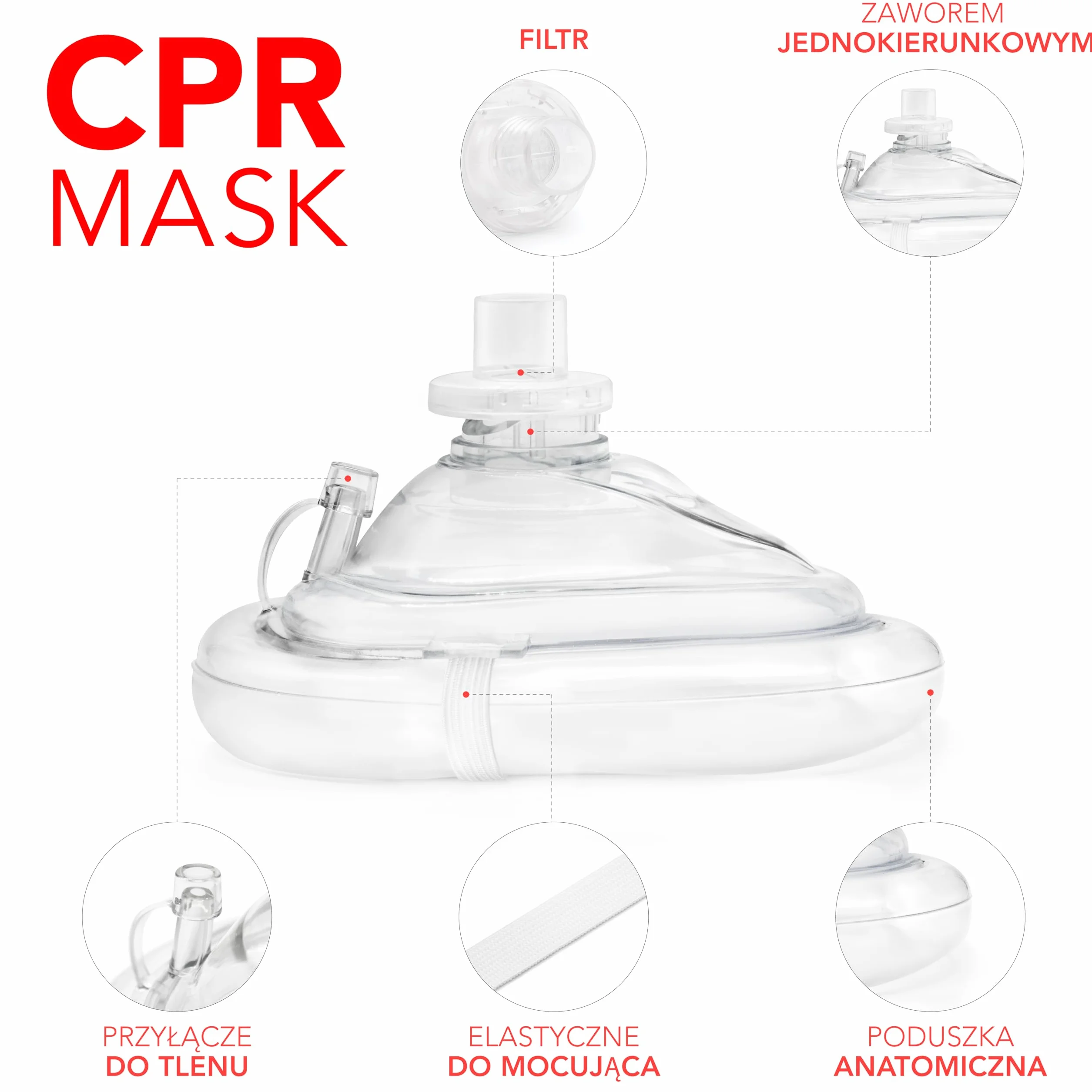 AIESI® Pocket Mask profesjonalna maska ​​do resuscytacji metodą usta-usta z zaworem jednokierunkowym i filtrem, maska ​​do resuscytacji CPR