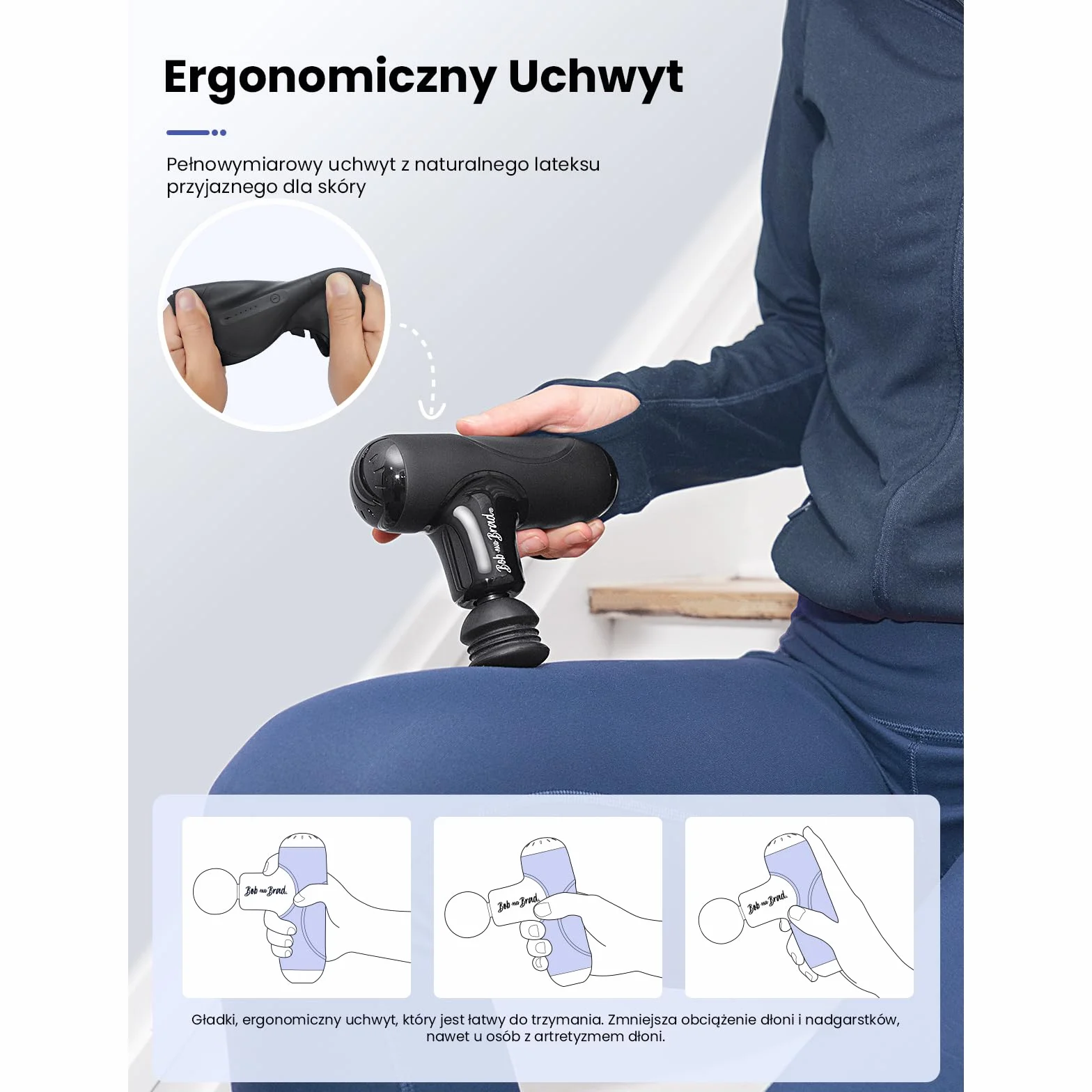 BOB AND BRAD Q2 Mini Pistolet do Masażu, Przenośny Masażer Mięśni, Cichy Silnik Bezszczotkowy, Szybkie Ładowanie USB-C, Czarny