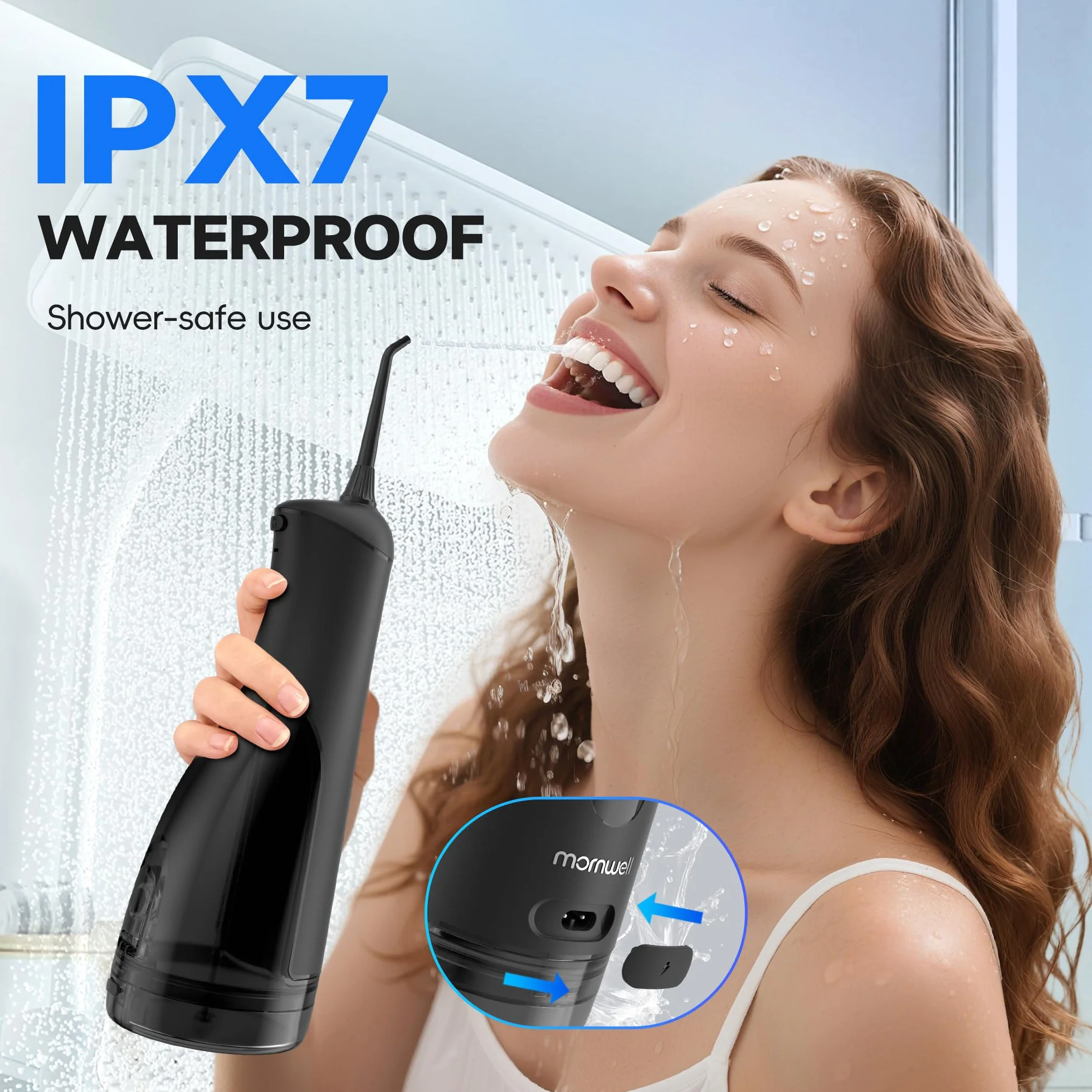 Bezprzewodowy irygator do zębów IPX7 300 ml 5 trybów 15 ustawień ciśnienia 5 dysz