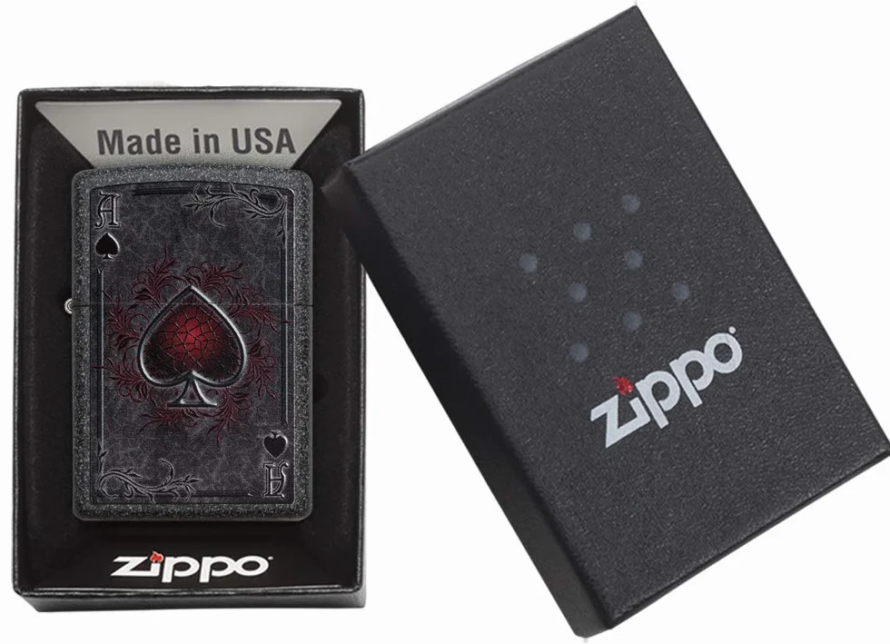Zippo Zapalniczka Sztormowa ze Wzorem Asa Metaliczny Kamień Kolorowy Motyw Wielokrotnego Użytku Made in USA