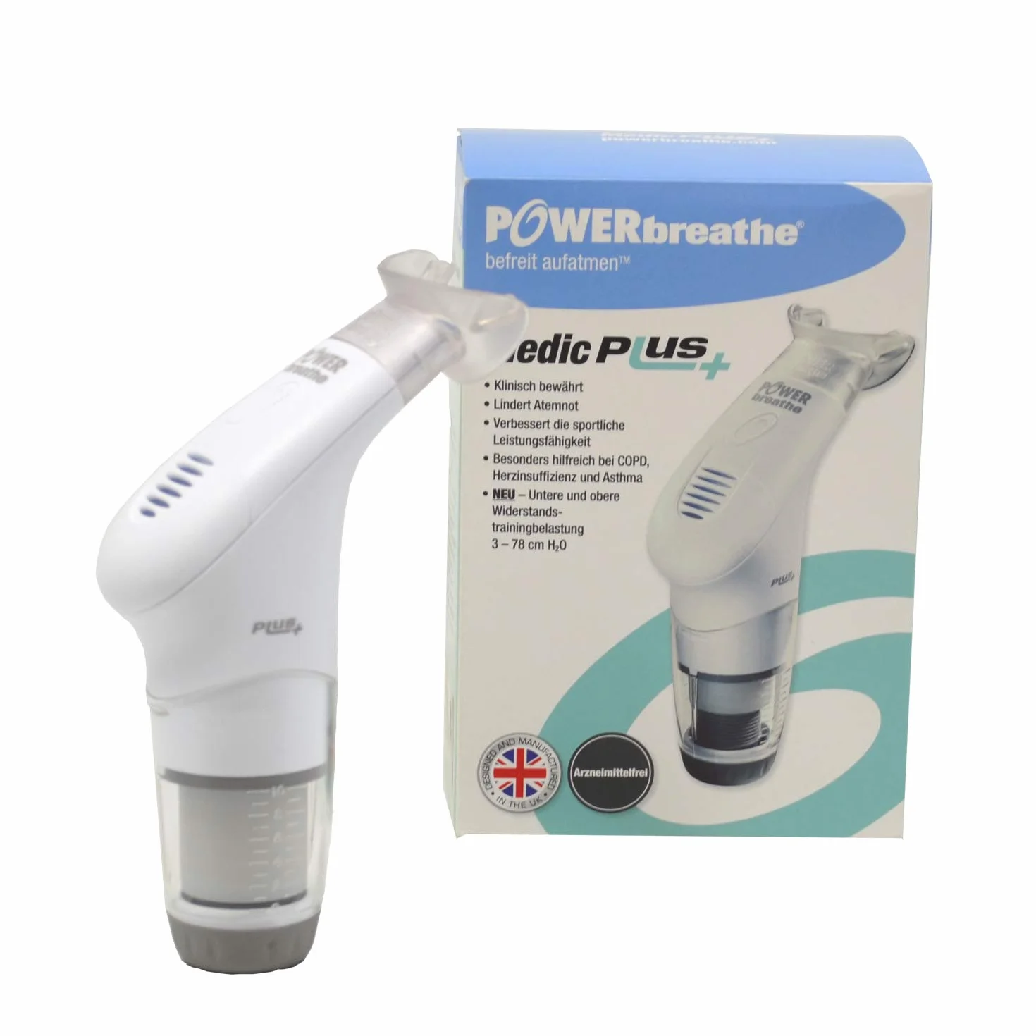POWERBREATHE Medic Plus I regulowany trener oddechowy do wzmocnienia mięśni oddechowych I Trener mięśni wdechowych z 13 poziomami I przyrząd do treningu oddechowego do ćwiczeń oddechowych przeciwko