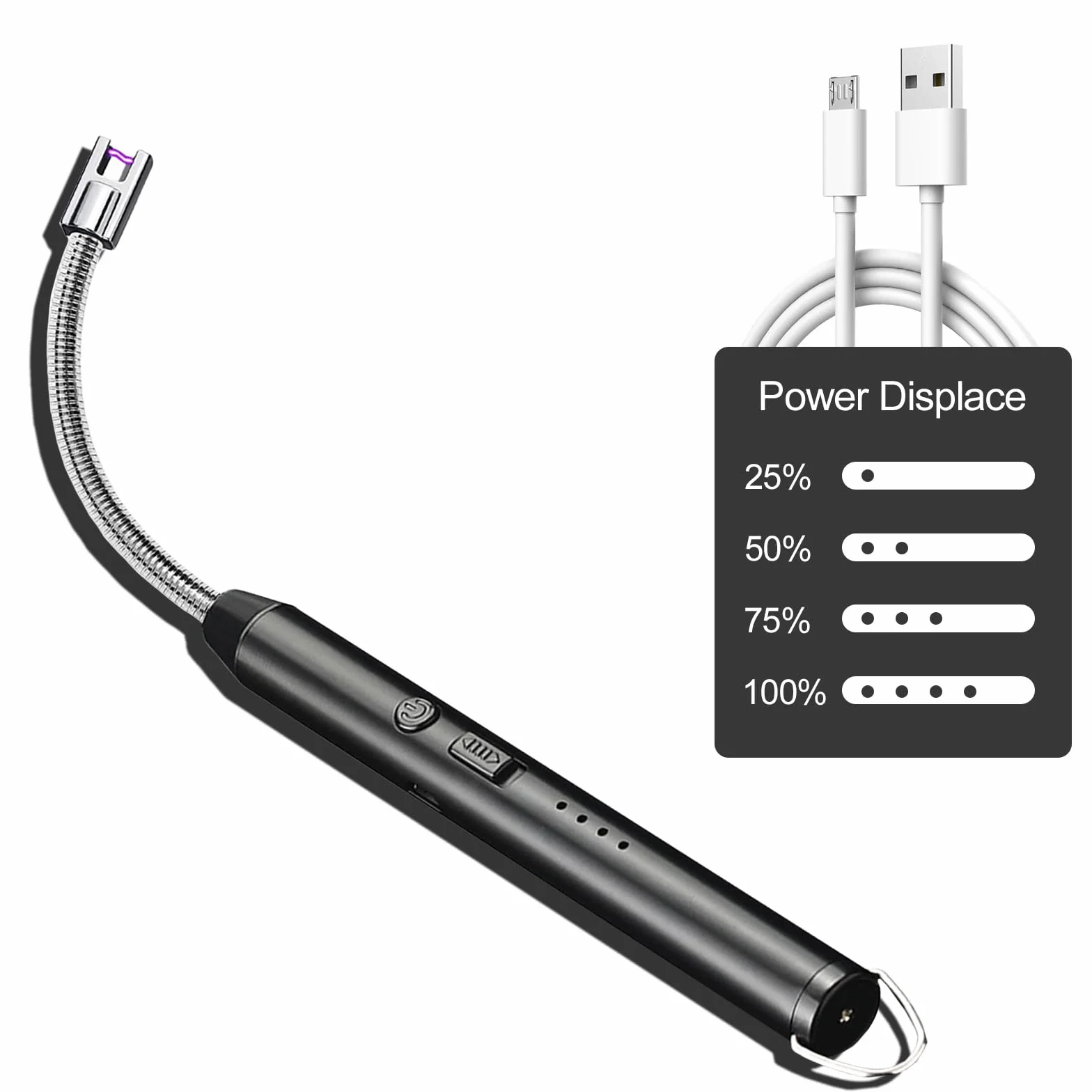 Newaner Stick Lighter, Electric Arc Lighter with Longer Neck, Electronic Lighter USB Rechargeable Windproof Flameless for Kitchen Stove Camping Fireworks Fireplace Candles Lighting Black