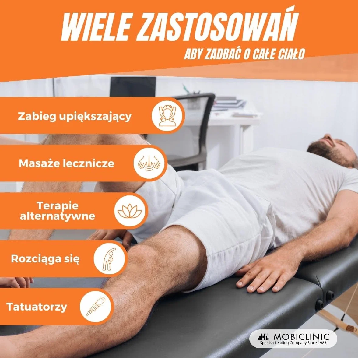 Mobiclinic® Łóżko do Masażu Składane 186x60 cm Czarny Drewno Przenośne