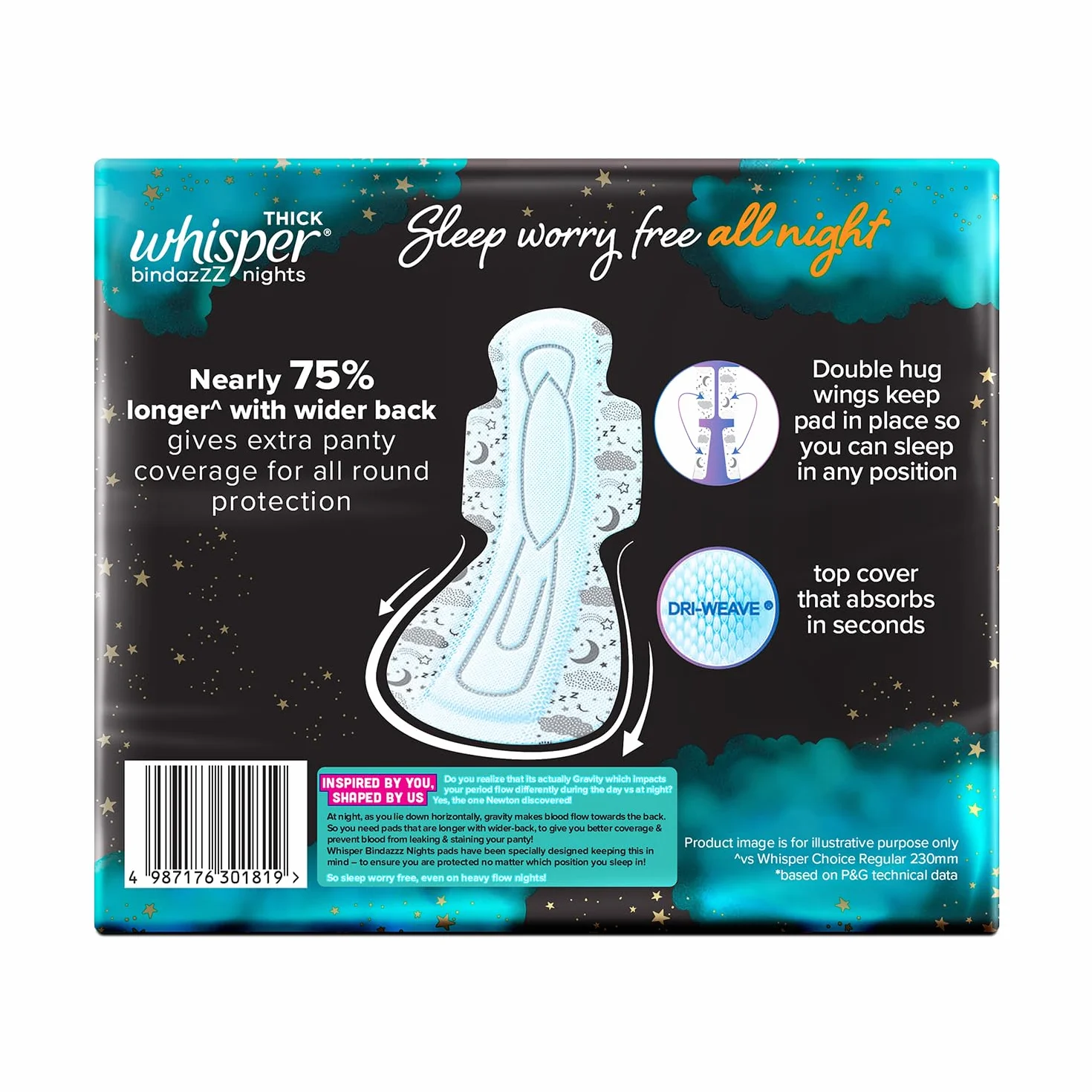 Whisper Podpaski higieniczne Ultra Night dla kobiet, XXXL 20 serwetek