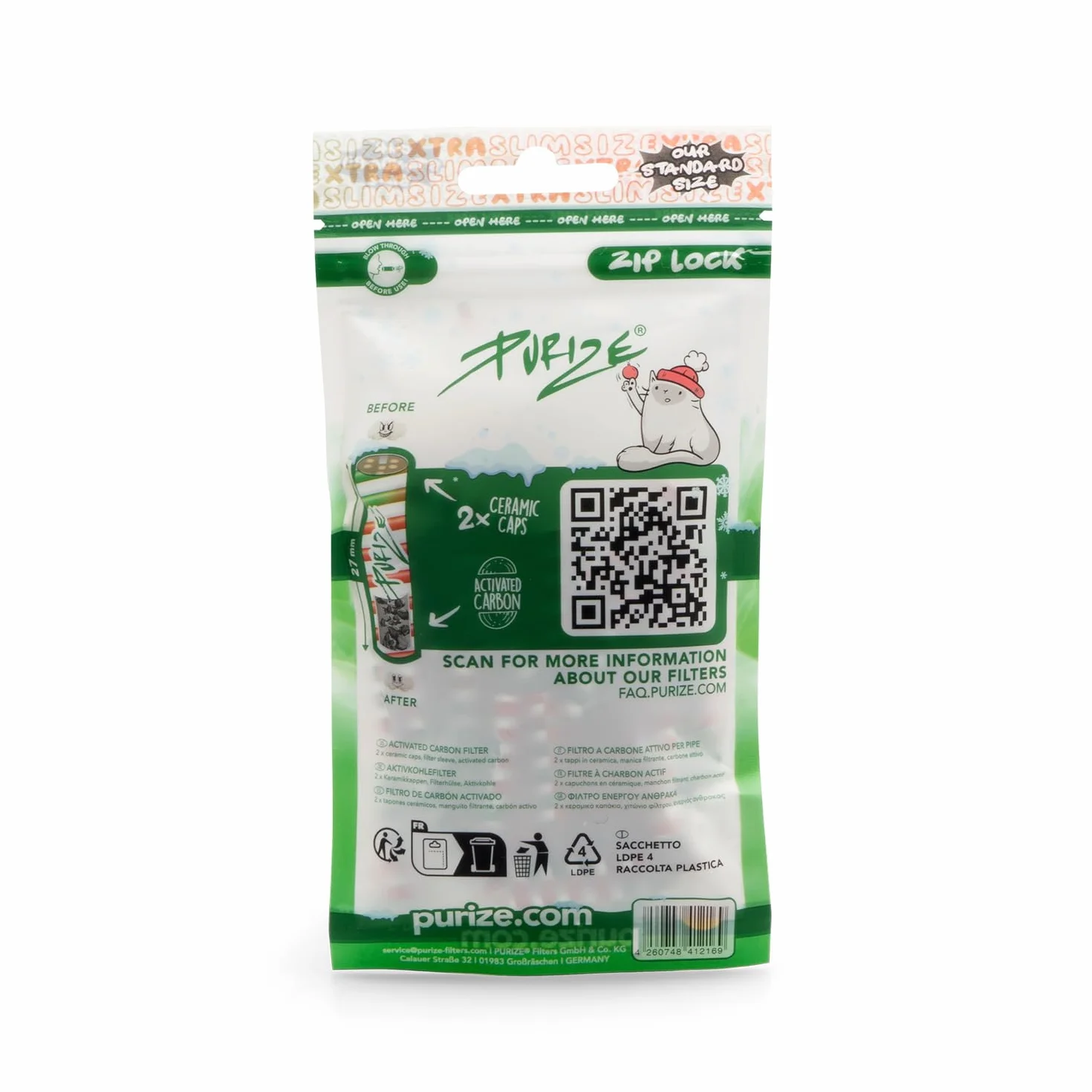 Zestaw 50 filtrów z węglem aktywnym PURIZE® XTRA Slim Size (XMAS)