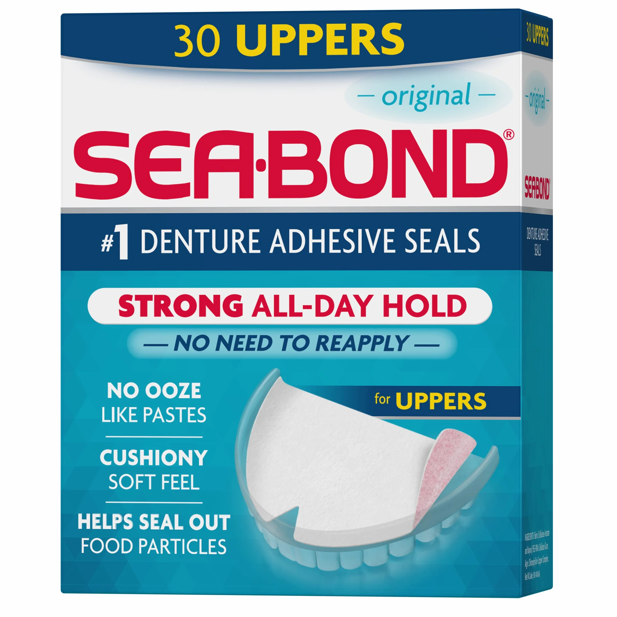 Sea Bond Secure uszczelki do protez, oryginalny materiał wierzchni, 30 sztuk