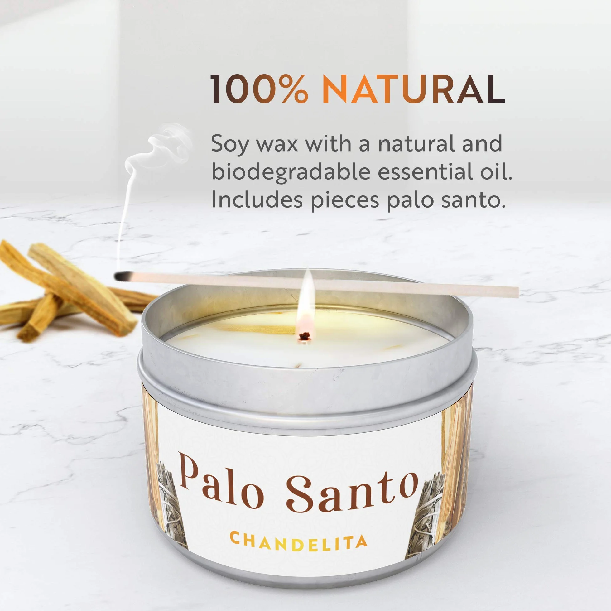 Palo Santo, świeca zapachowa do aromaterapii, oczyszczania powietrza, duchowego uzdrawiania i czakrami, z kawałkami wosku sojowego do relaksu i medytacji