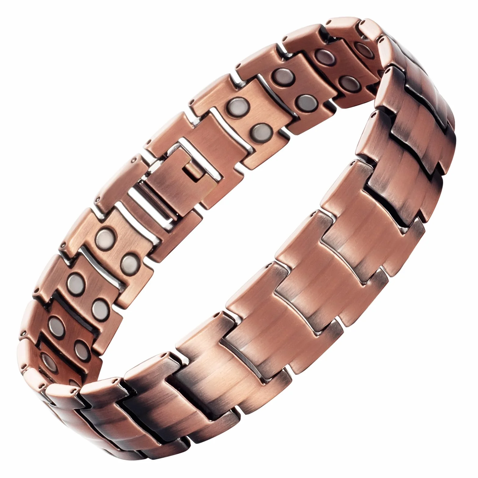 YINOX Super mocna miedziana bransoletka magnetyczna dla mężczyzn i kobiet, klasyczna miedziana dwurzędowa magnetyczna bransoletka z 40 magnesami NdFeB i wysokiej jakości pudełkiem prezentowym (20,5 cm