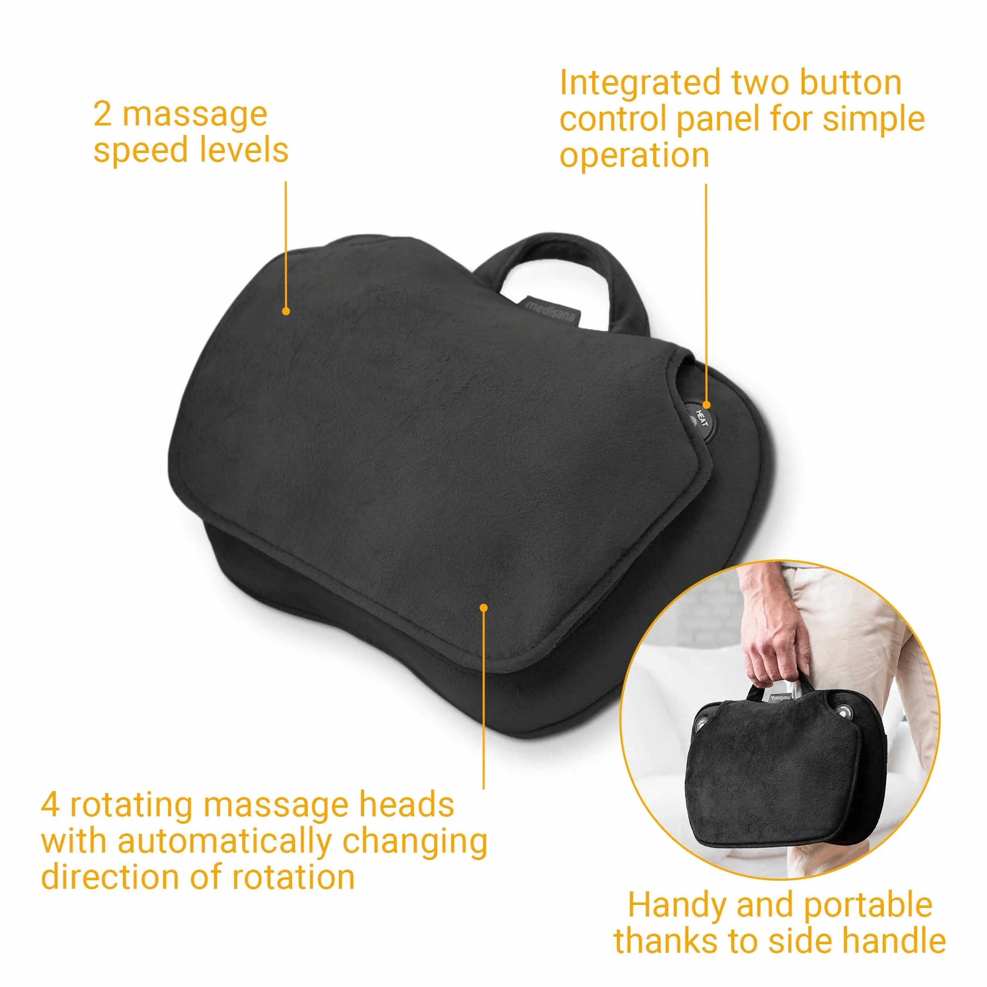 Medisana MC 850 poduszka do masażu Shiatsu z ogrzewaniem, 4 głowice, czerwone światło