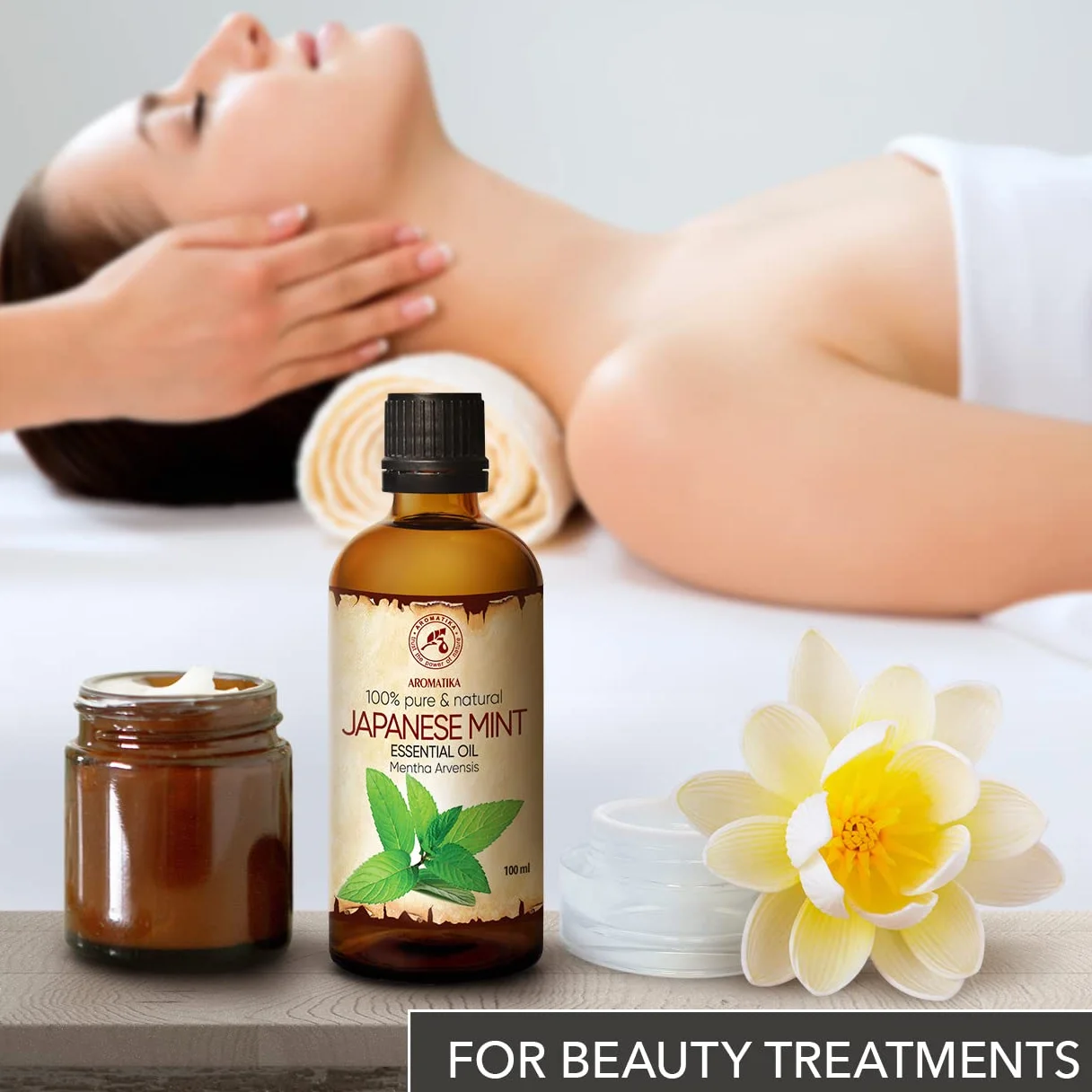 Japanese Mint Oil 100ml - 100% Pure i Natural Mentha Arvensis - Do Aromaterapii, Sauny, Rozpylacz Aromatów i Lampki Zapachowe - Najlepsze dla Pięknia włosów i ciała