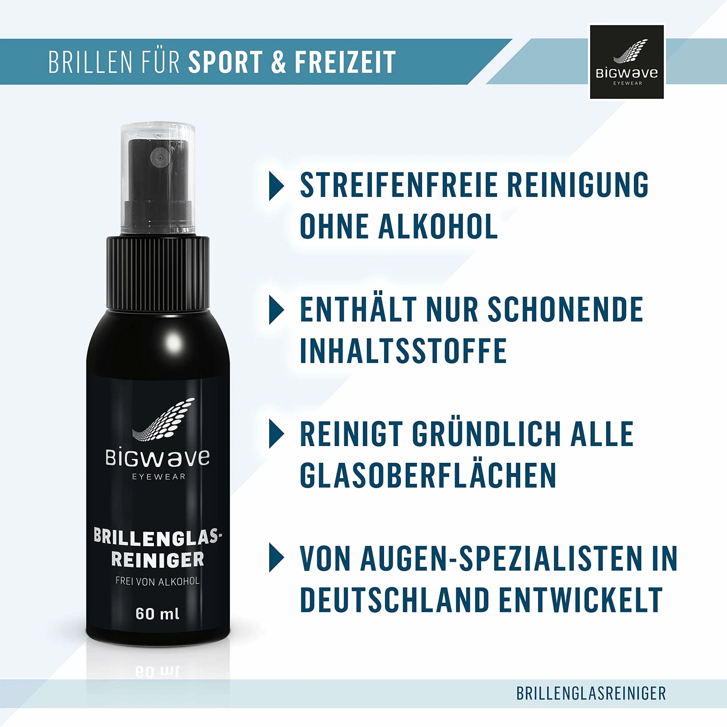 BIGWAVE Spray do czyszczenia okularów 60ml bez alkoholu