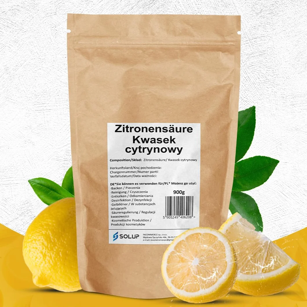 Kwas cytrynowy w proszku 900 g I jakość spożywcza I czysty proszek kwasu cytrynowego I naturalny odkamieniacz w proszku do ekspresu do kawy, czajnika, pralki i gospodarstwa domowego