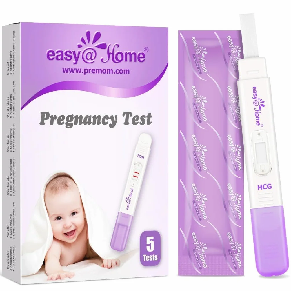 Easy@Home Wczesne testy ciążowe: 5 niezawodnych testów HCG do wykrywania wrażliwej ciąży, dokładny wynik 10 mIU/ml zapisany w aplikacji PREMOM