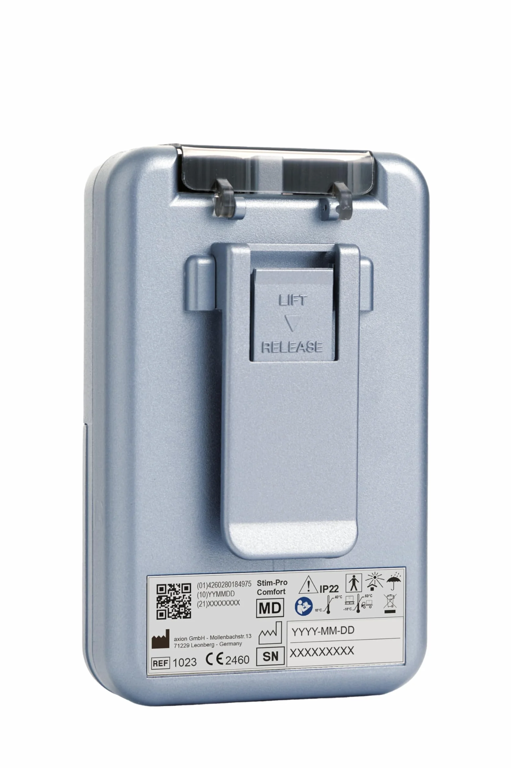 Axion TENS urządzenie STIM-Pro Comfort, oferta ze sprayem kontaktowym i specjalną elektrodą na szyję, 4 x elektrody 5 x 5 cm, terapia bólu szyi, pleców i stawów, certyfikowany wyrób medyczny