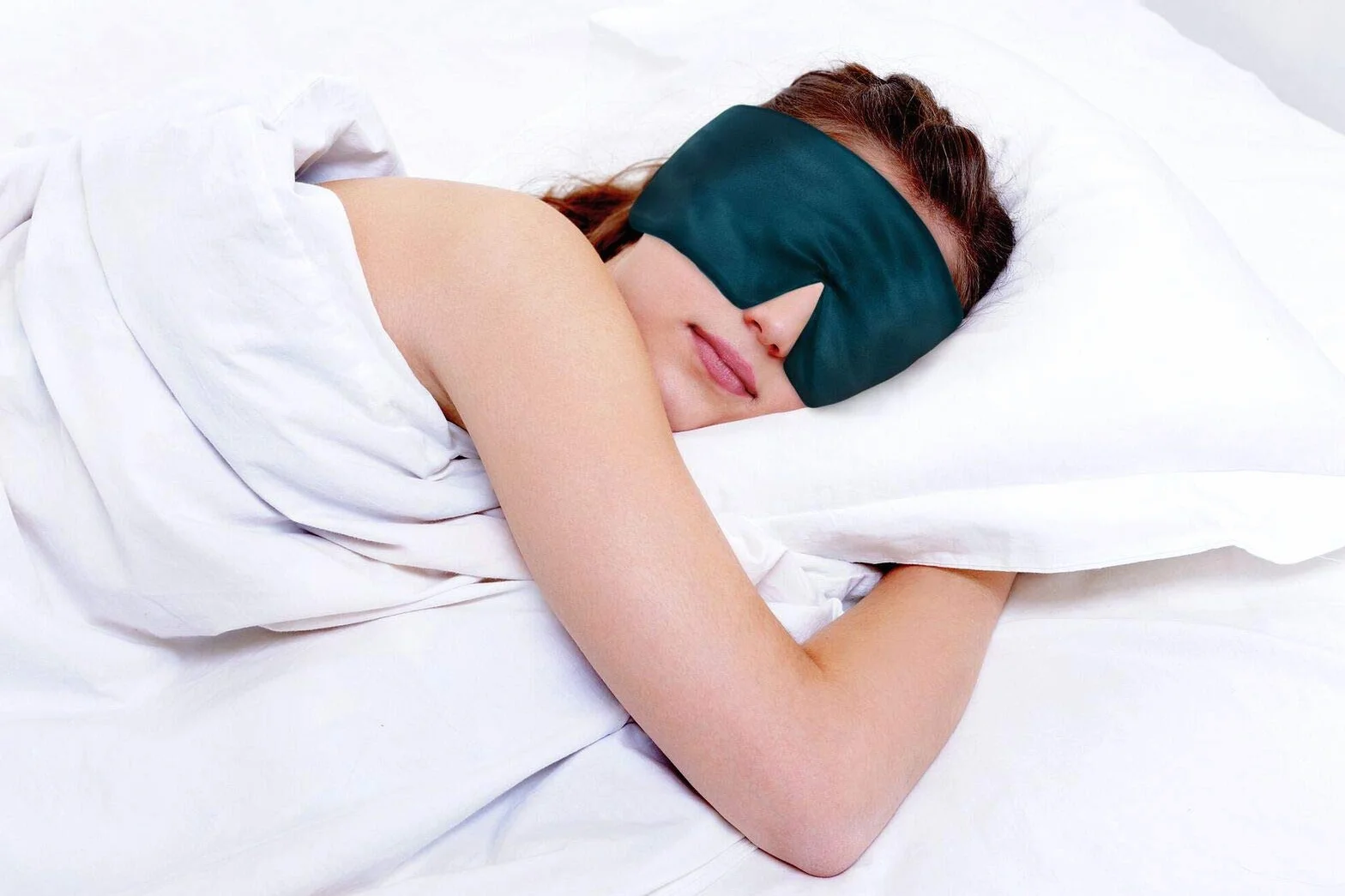 SleepMaster maska do spania – elegancka i wysokiej jakości z satyny – niebieska – opatentowane okulary do spania i maska na oczy dla kobiet i mężczyzn