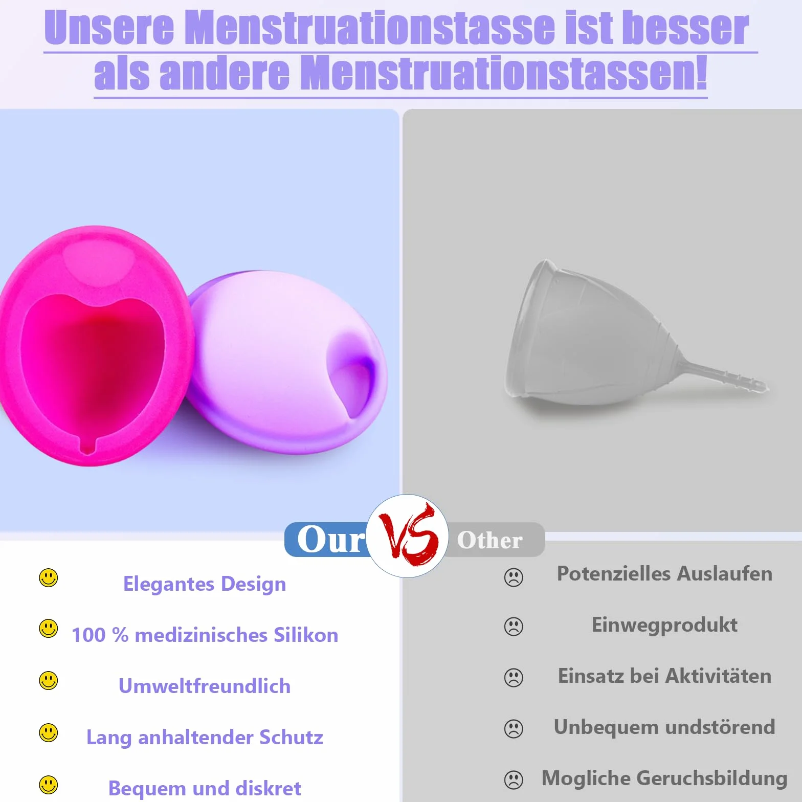 2 sztuki krążków menstruacyjnych rozmiary S L, kubek menstruacyjny, wielokrotnego użytku, krążek miesiączkowy, miękki, szczelny, z silikonu, alternatywa dla tamponów