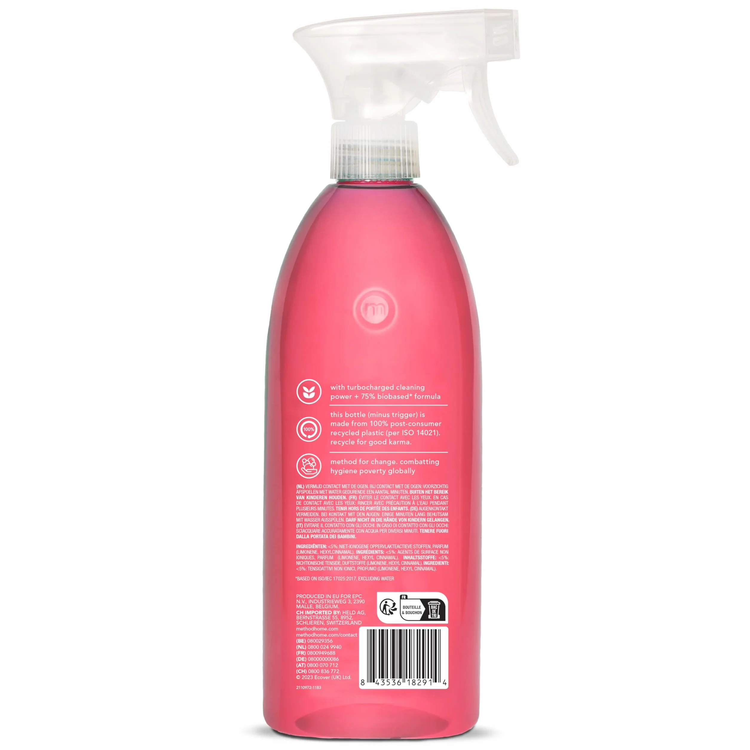 method Uniwersalny środek czyszczący, usuwa brud i brud z różnych powierzchni, zapach grejpfruta, dokładne czyszczenie, 1 x 828 ml