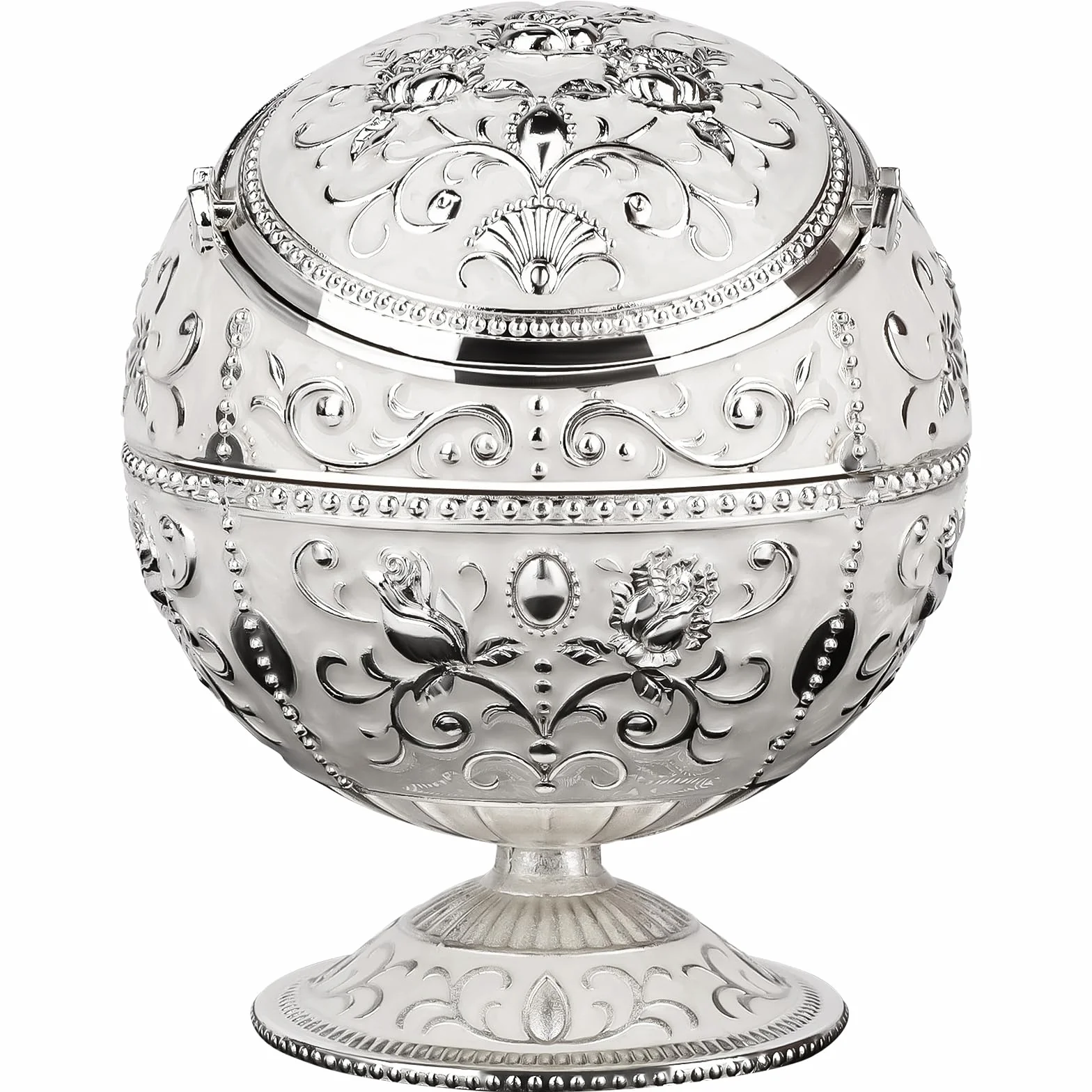 Popielniczka w stylu vintage, metalowa, z pokrywką, wiatroszczelna, srebrna, szklana, przenośna, do użytku wewnątrz i na zewnątrz, do hotelu, salonu, biura, dekoracyjne dzieła sztuki, prezent