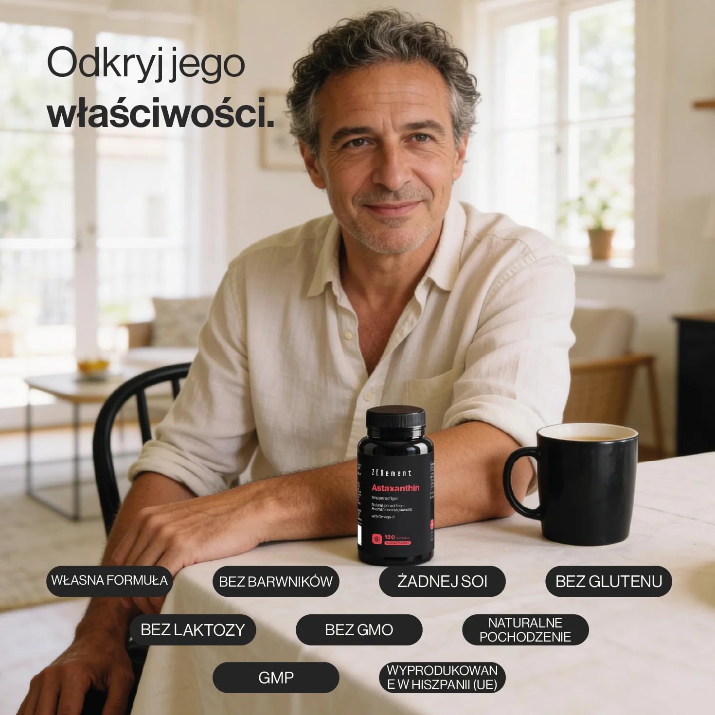 Astaksantyna 8 mg z Haematococcus pluvialis Omega-3 120 kapsułek Zenement