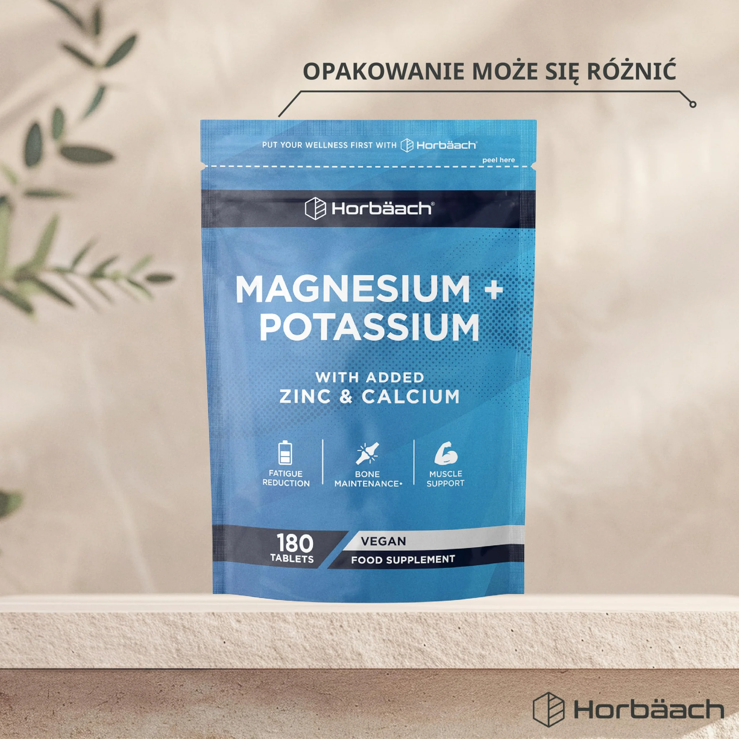 Magnez, Potas i Witamina B6 w Tabletkach | Kompleks z Cynkiem, Wapniem, Witaminą B12 i Żelazem | Kompleks Witamin i Minerałów | 180 Wegańskich Tabletek - Zapas Na 6 Miesięcy | marki Horbaach