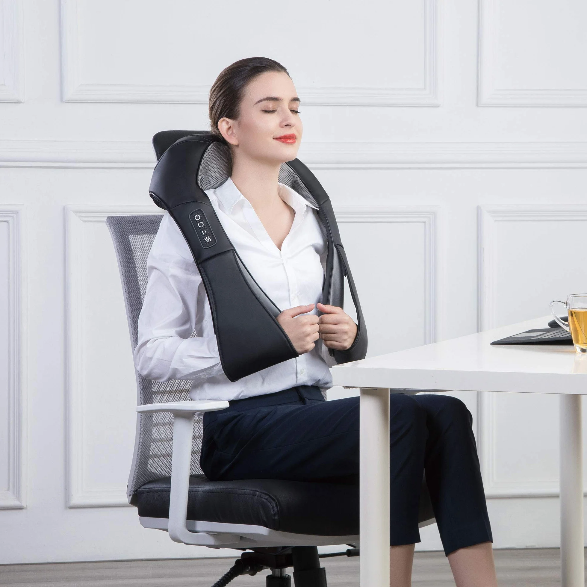 Snailax Shiatsu Masażer Karku Z Wysoką Temperaturą, Obracany O 4D, Masażer Szyi I Ramion, Z Ciepłem, Prezent Dla Mamy, Taty, Poduszka Grzewcza Do Karku I Pleców