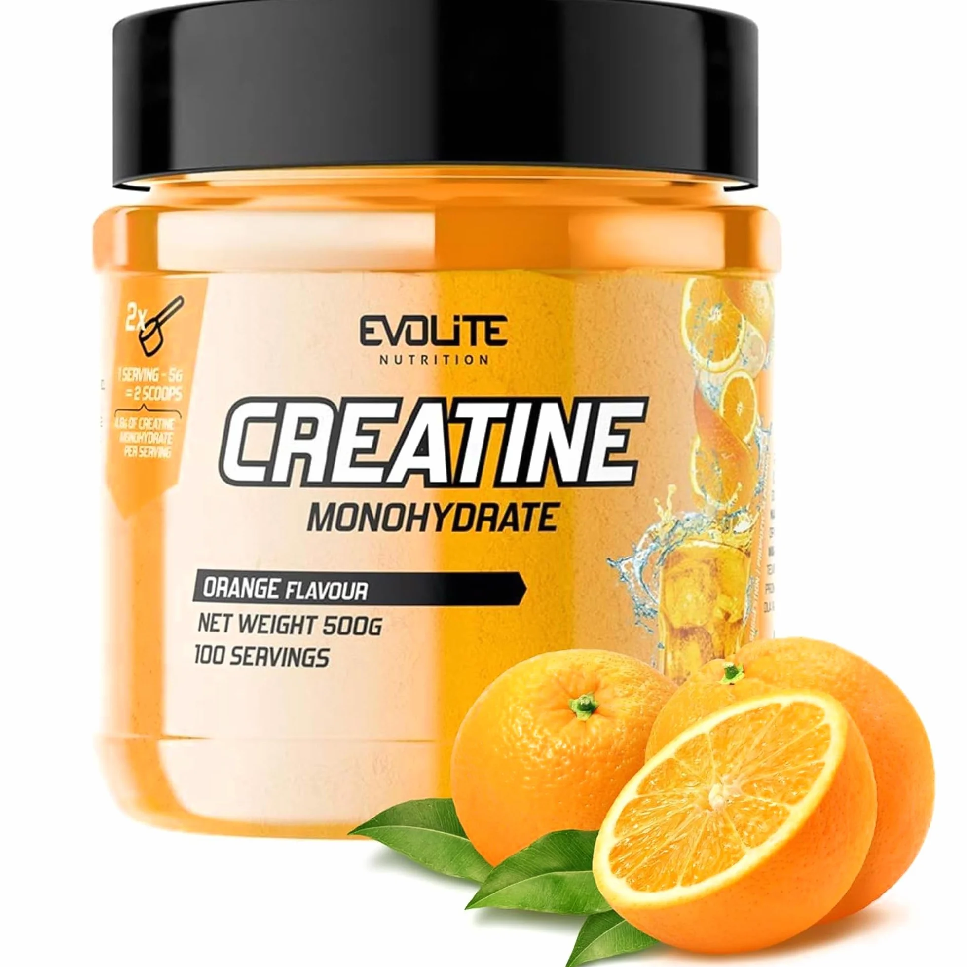 Evolite Nutrition Kreatyna Monohydrat 500g - Czysty Monohydrat Kreatyny z Tauryną - Szybka Regeneracja i Wzrost Siły, Poprawa wydolności i Mocy mięśni - Suplement do treningu