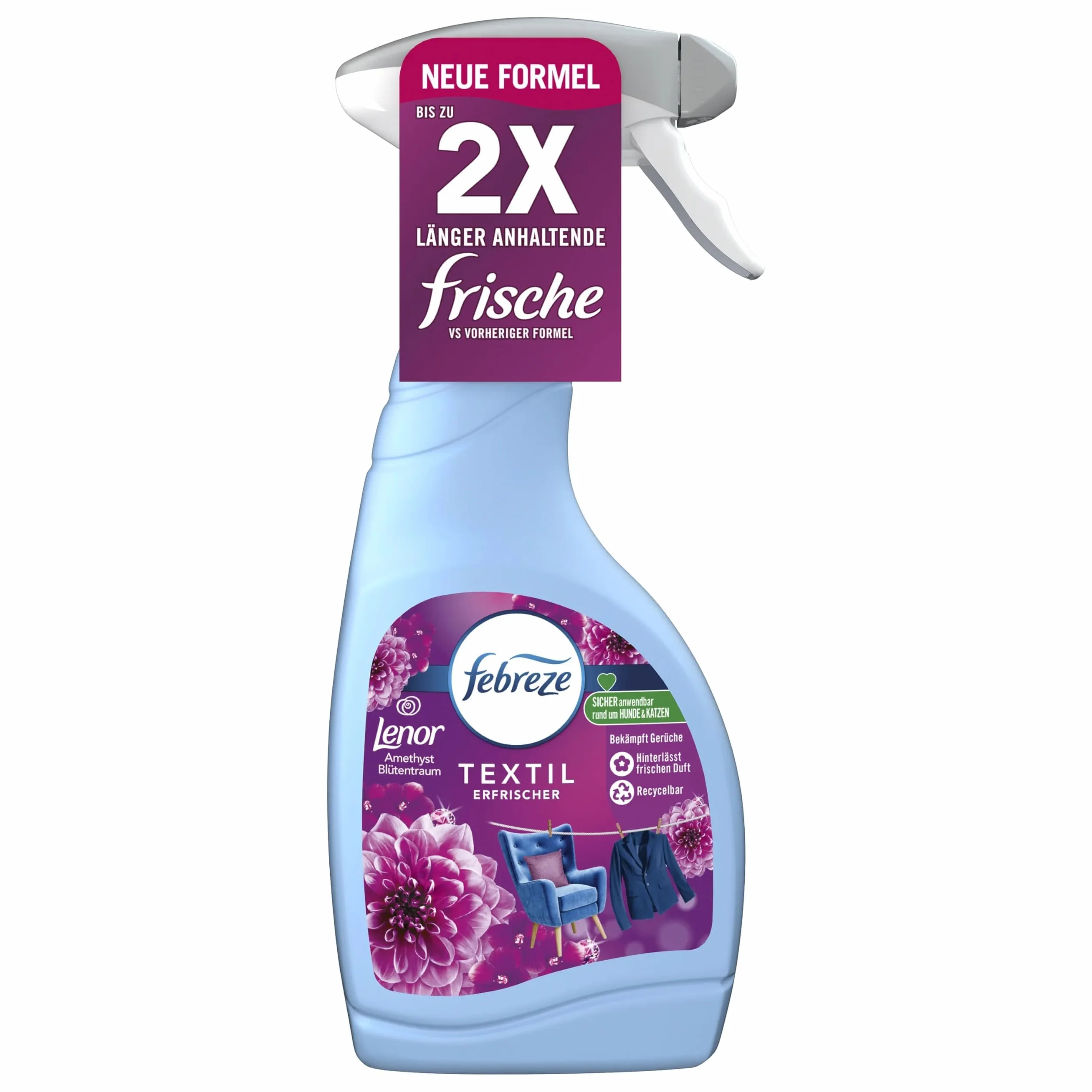 Febreze Lenor Ametyst Flower Dream odświeżacz do tekstyliów, niebieski, 500 ml (1 opakowanie)
