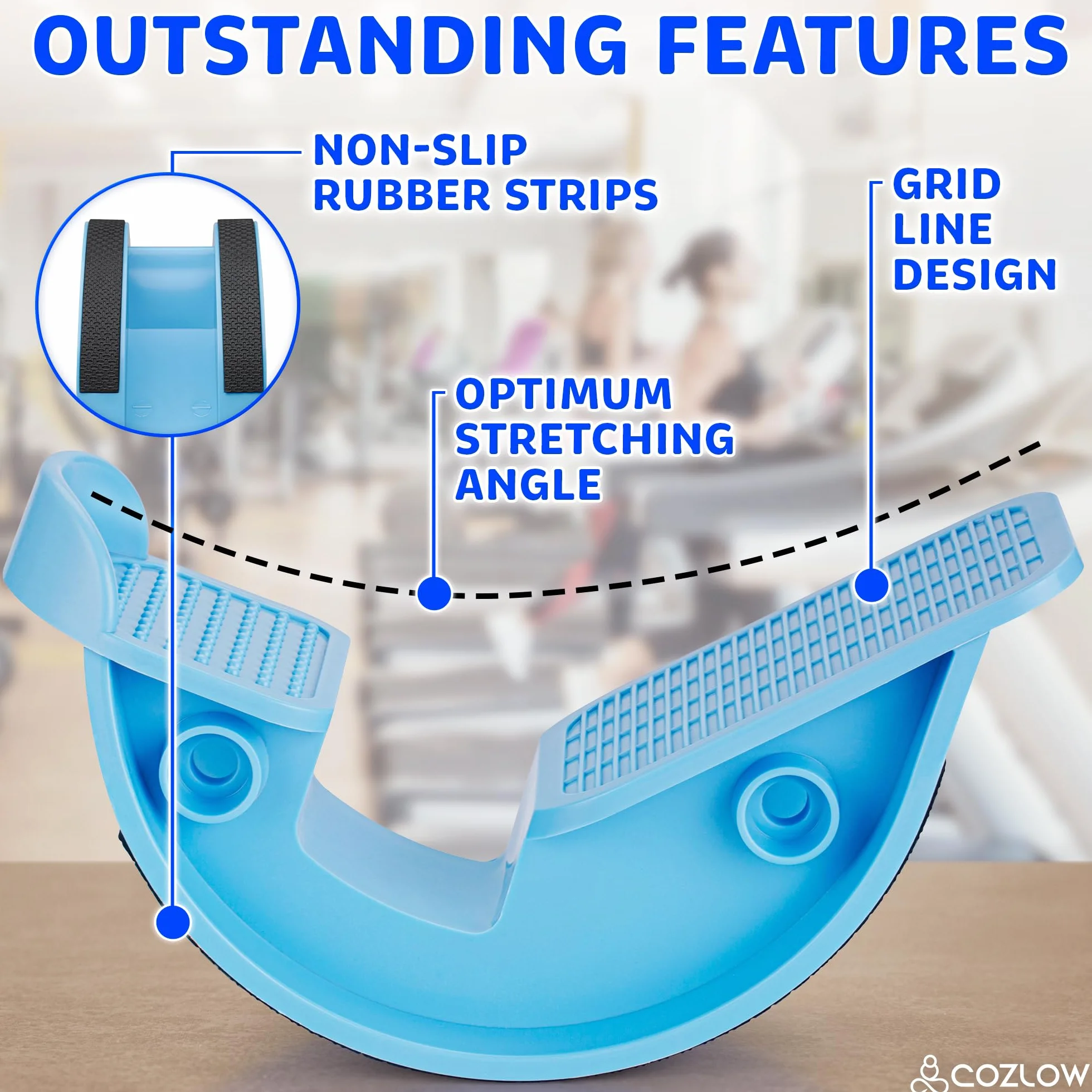 Cozlow Calf Stretcher & Foot Rocker (Blue), Effective Feet Stretching for Ankle Strengthening & Enhanced Flexibility, Pain Relief for Plantar Fasciitis