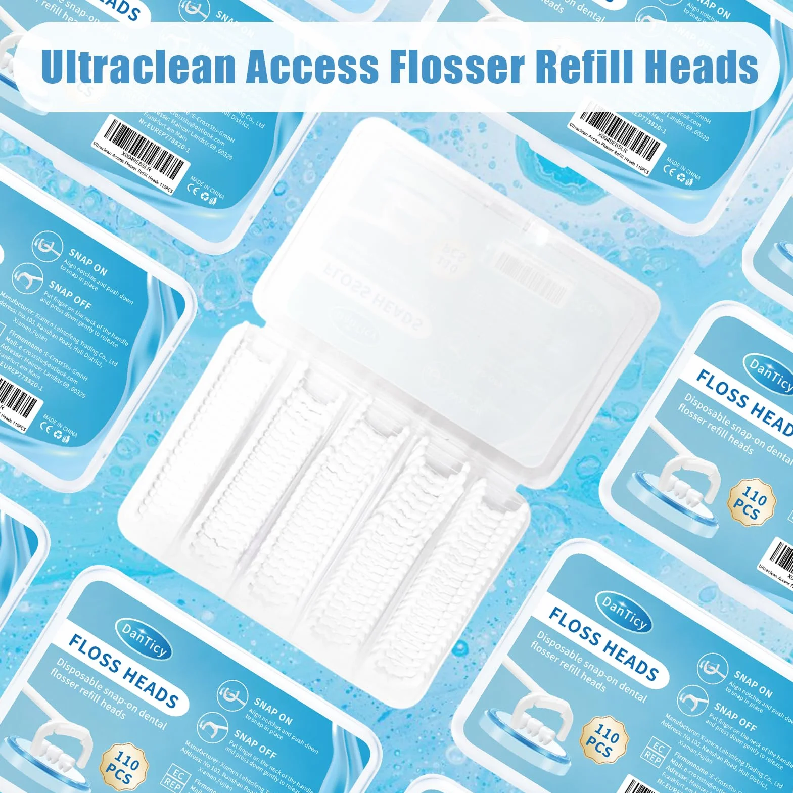 Ultraclean Access Flosser Refill Heads Snap-On Dental Flosser Refill Heads do prawidłowej pielęgnacji jamy ustnej i higieny, 110 szt