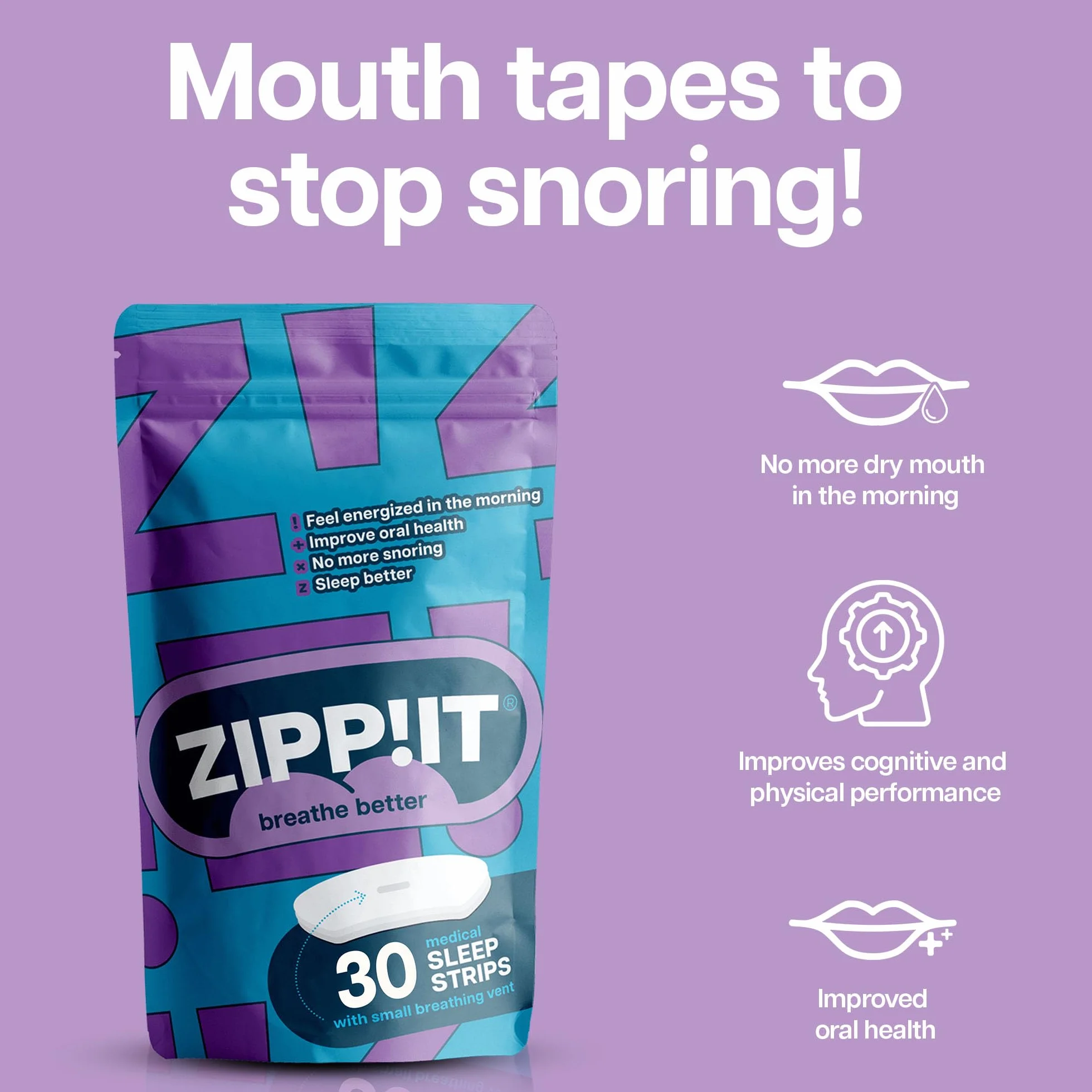 Zippit Taśma na usta do spania 30 sztuk plastry na chrapanie
