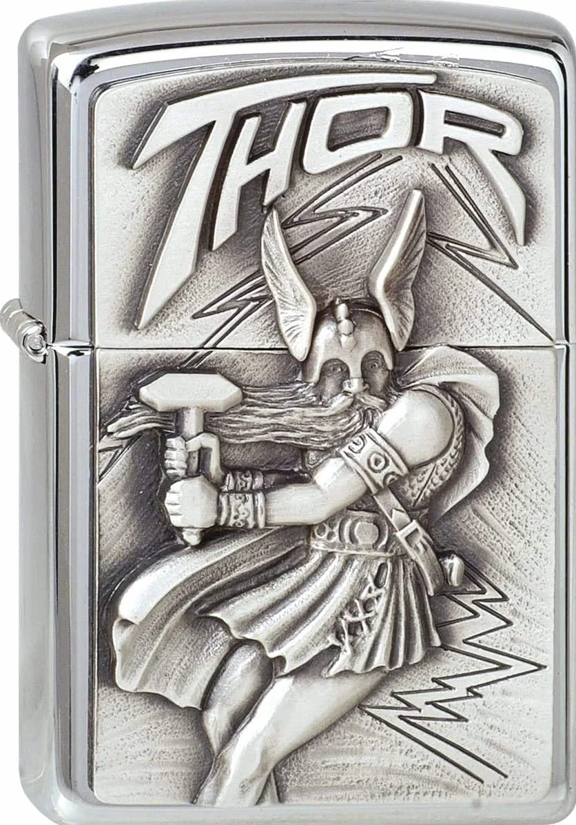 Zippo Zapalniczka Sztormowa Viking Thor Szczotkowany Chrom Wiatroszczelny Pudełko Prezentowe USA