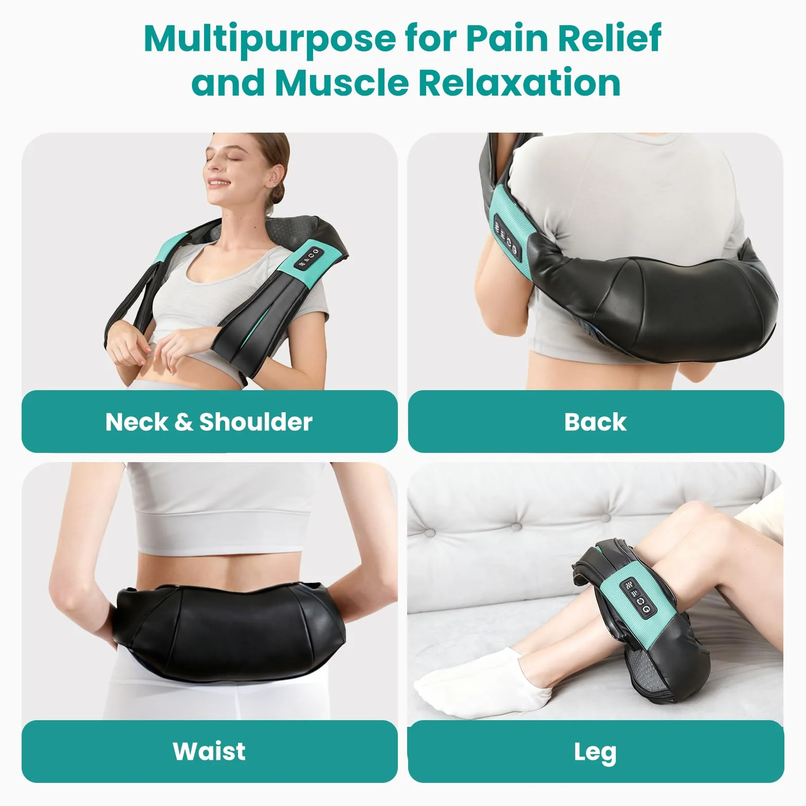 Nekteck 3D shiatsu masażer karku z ogrzewaniem, masażer karku, ramion, głębokich tkanek pleców, aby złagodzić bóle mięśni, można go używać do karku, ramion, pleców, stóp
