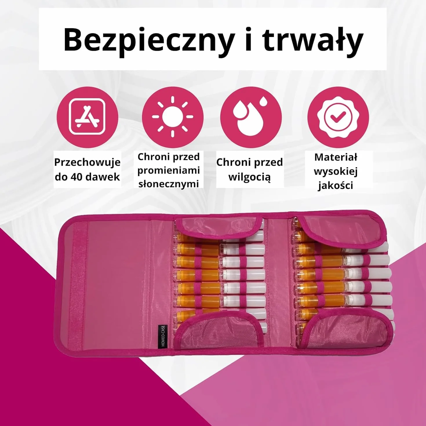 Etui Homeopatyczne 40 Przestrzeni na Fiolki Boiron 4 Grama Różowy