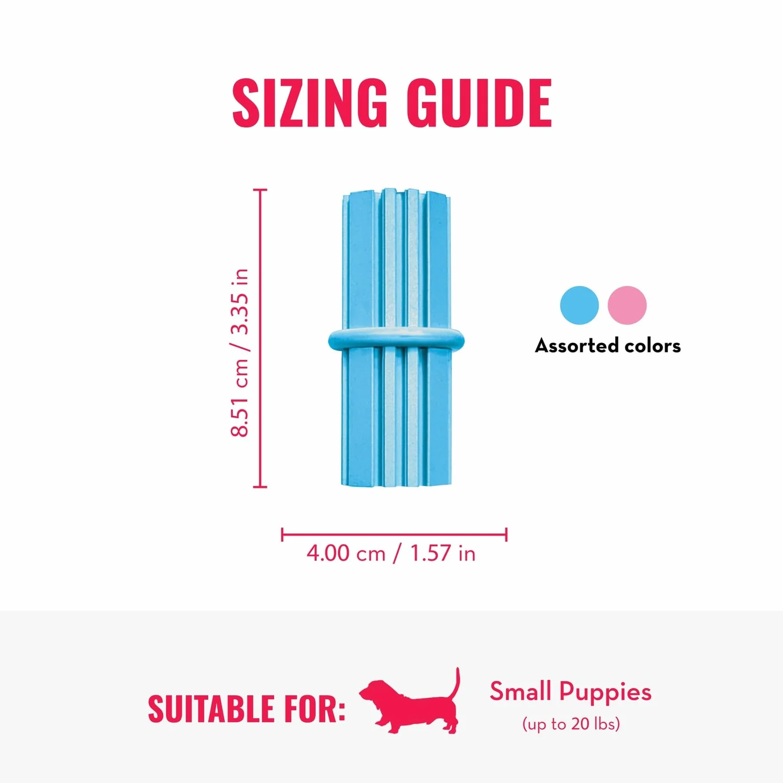 KONG Puppy Teething Stick – zabawka dla psów do żucia i czyszczenia zębów (różne kolory) – dla małych szczeniaków