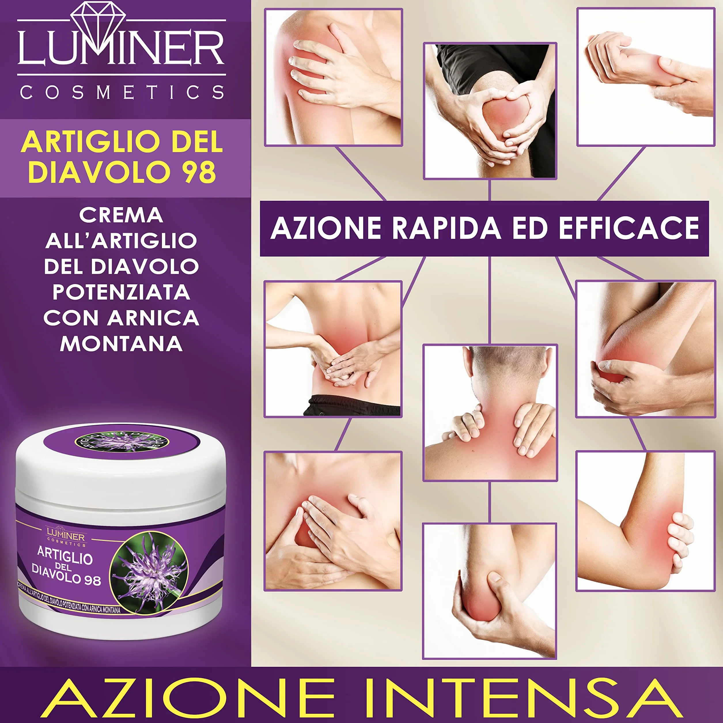 LUMINER Bardzo silna maść Harpagate 200 ml, krem Harpaid i arnika do masażu stawów i mięśni, szybko działająca naturalna formuła skoncentrowana Made in Italy