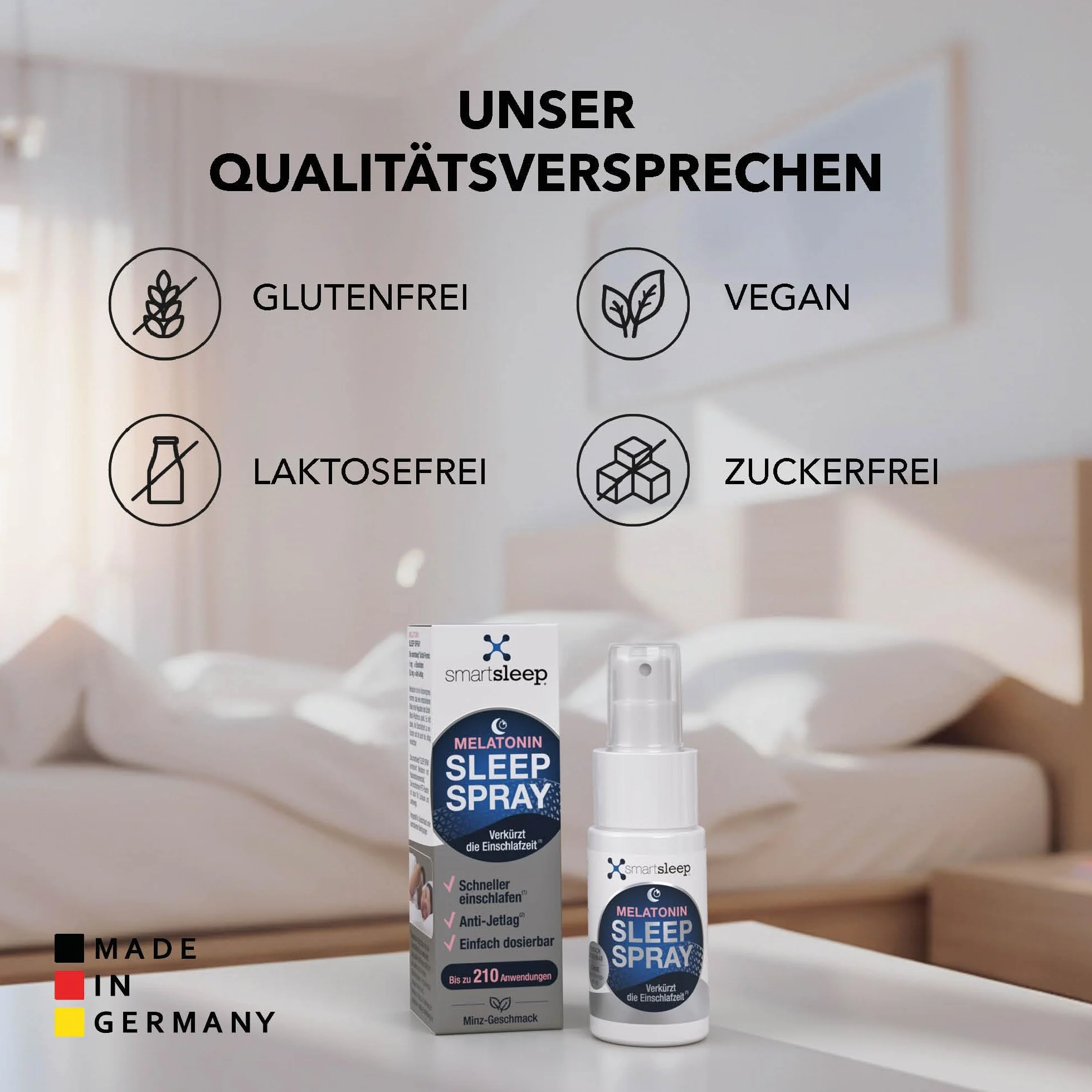 Smartsleep Sleep Spray 0,5 mg 30 ml Melatonina Spray do Zasypiania Mięta Męczennica Made in Germany