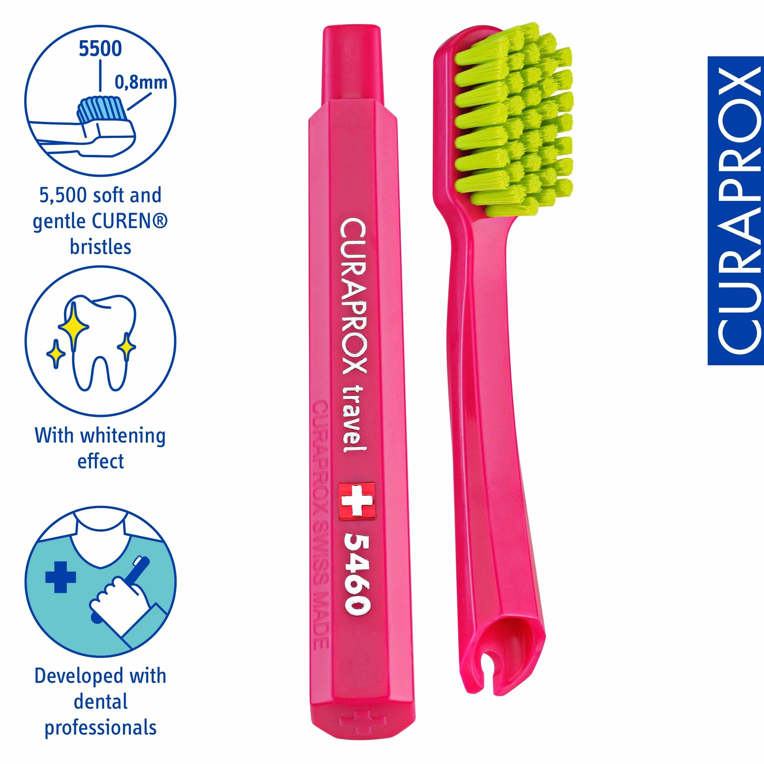 CURAPROX Zestaw Podróżny Szczoteczka CS 5460 z pastą do zębów "Be You" | 2 szczoteczki międzyzębowe CPS Prime 07 i 09 / zestaw do pielęgnacji zębów 9,5 cm x 6 cm/Niebieski/Made in Switzerland