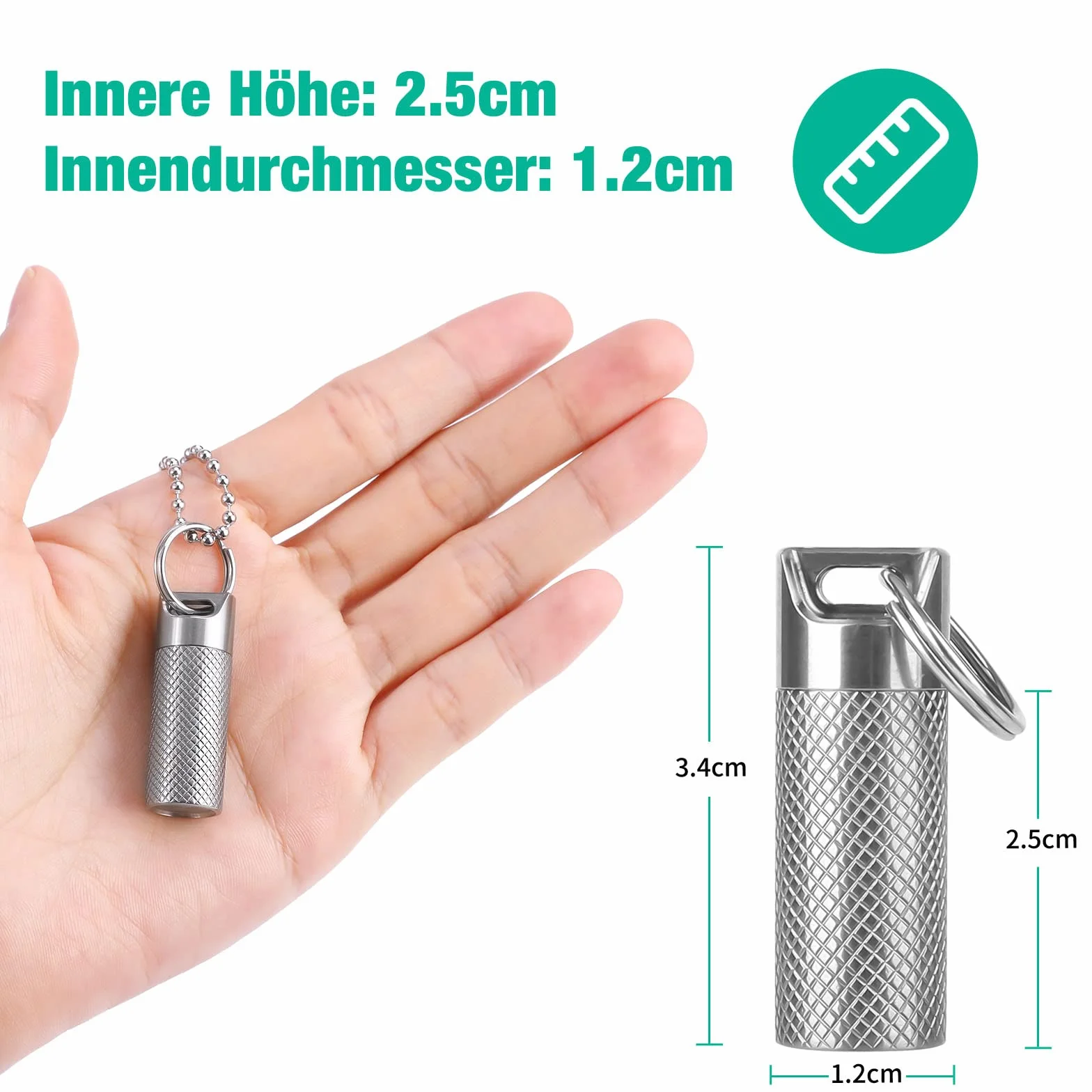 Opret Mini tytanowe metalowe pudełko na tabletki, małe, z brelokiem, wodoodporne, lekkie, do podróży na świeżym powietrzu, pudełko na tabletki, małe tabletki, pudełko na tabletki