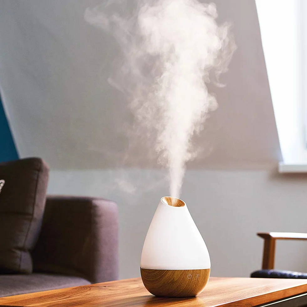 Promed AL-1300 WS dyfuzor zapachowy 1300 ml, ultradźwiękowy nawilżacz powietrza 1,3 l, nawilżacz powietrza, elektryczna lampa zapachowa, wzornictwo z drewna z 7 kolorami LED, dyfuzor do aromaterapii